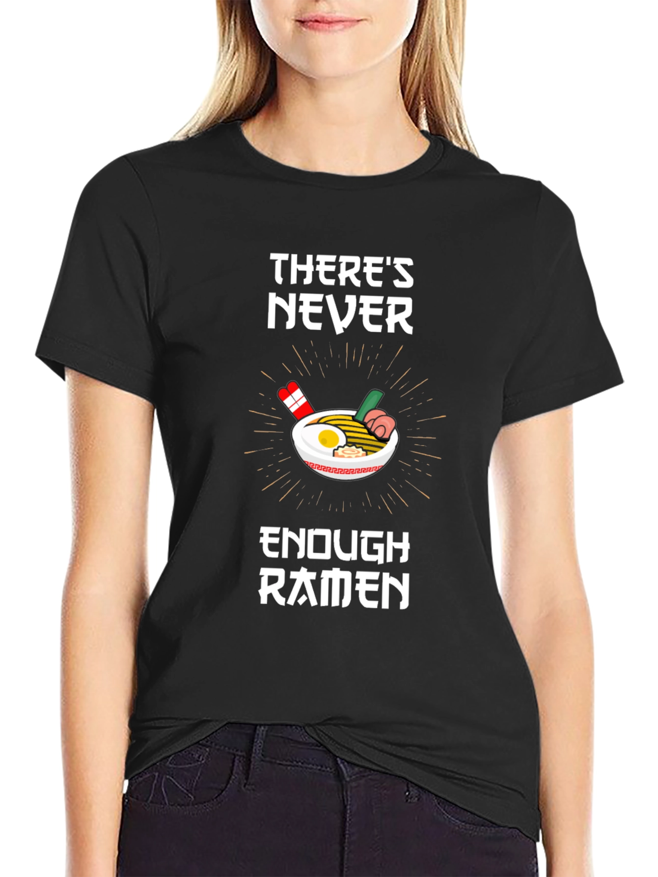 Black Ramen Lover T-Shirt - There's Never Enough Ramen Graphic Tee view 2