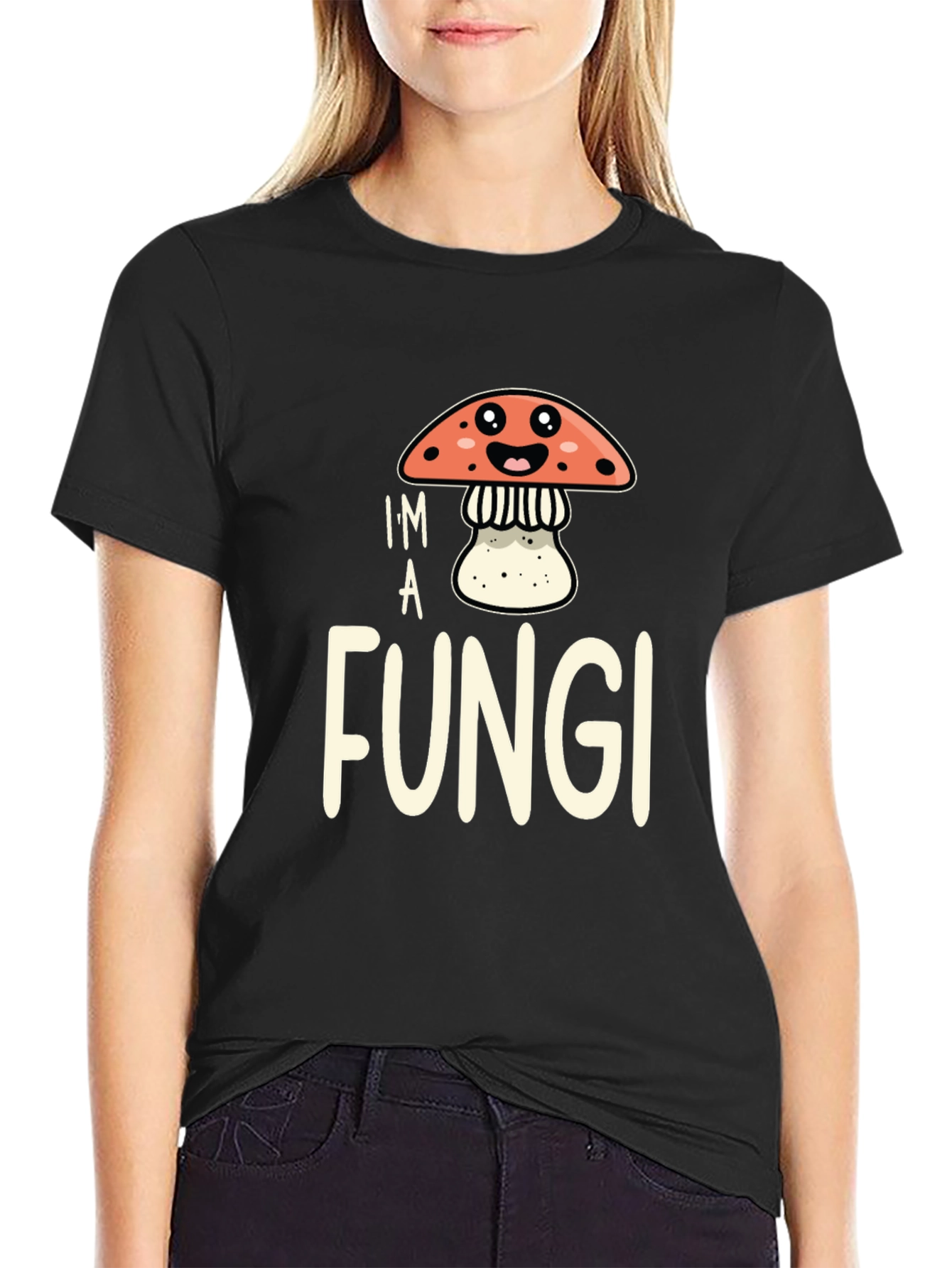 Black I'm a Fungi T-Shirt Funny Mushroom Graphic Tee view 2
