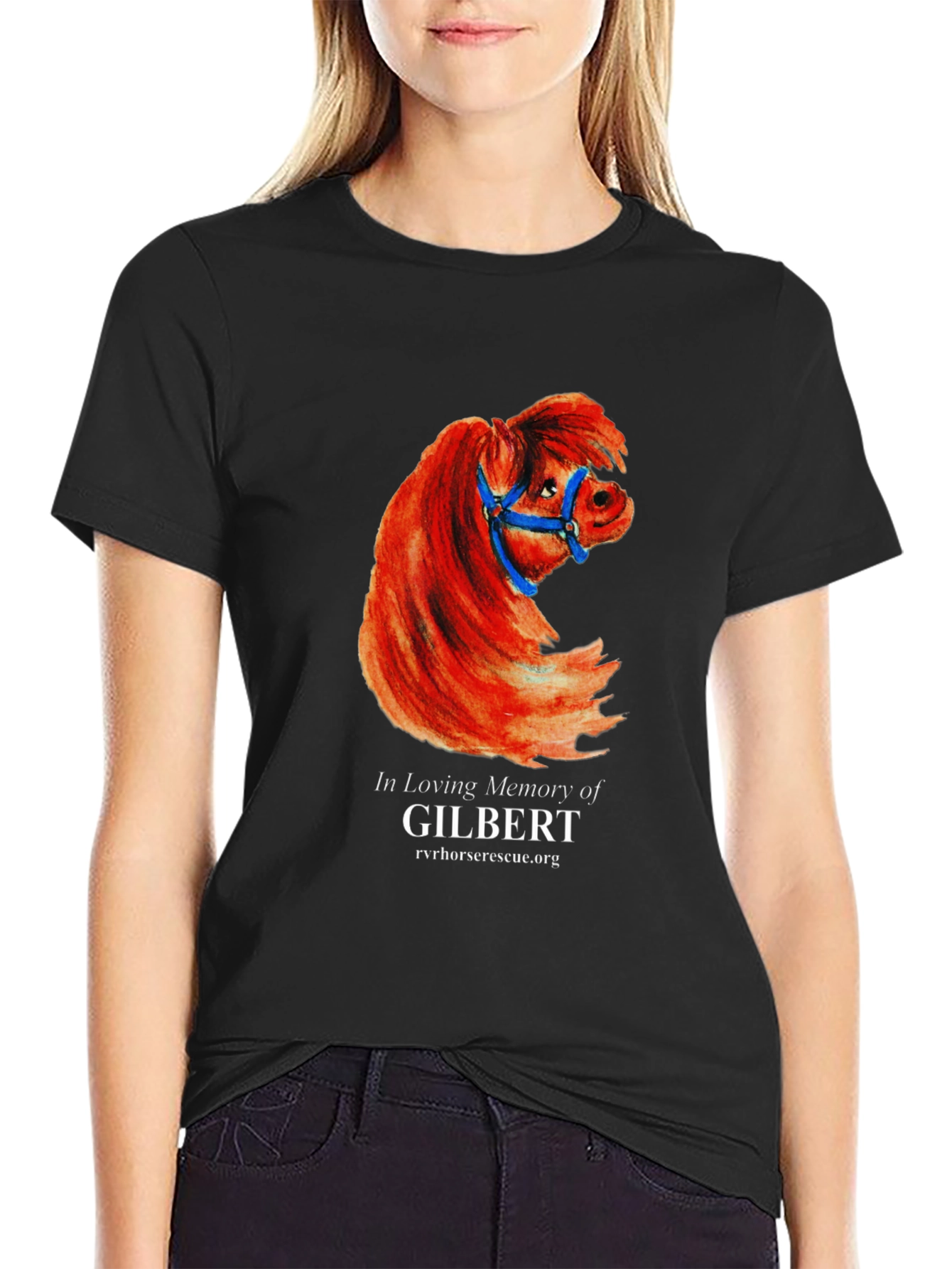 Black Gilbert Horse Memorial T-Shirt view 2