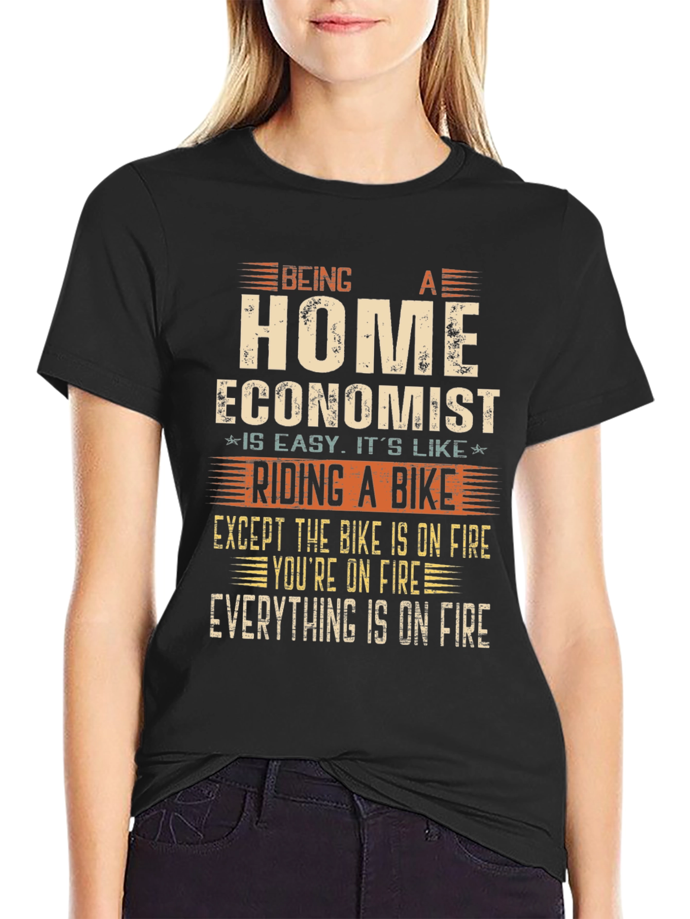 Black Home Economist On Fire T-Shirt view 2
