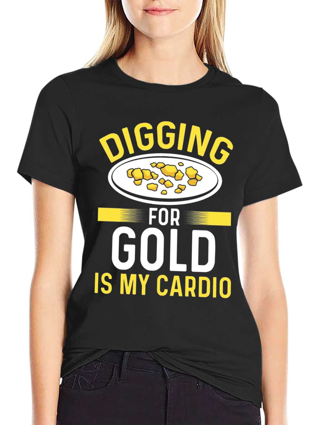 Black Digging for Gold is My Cardio - Funny T-Shirt view 2