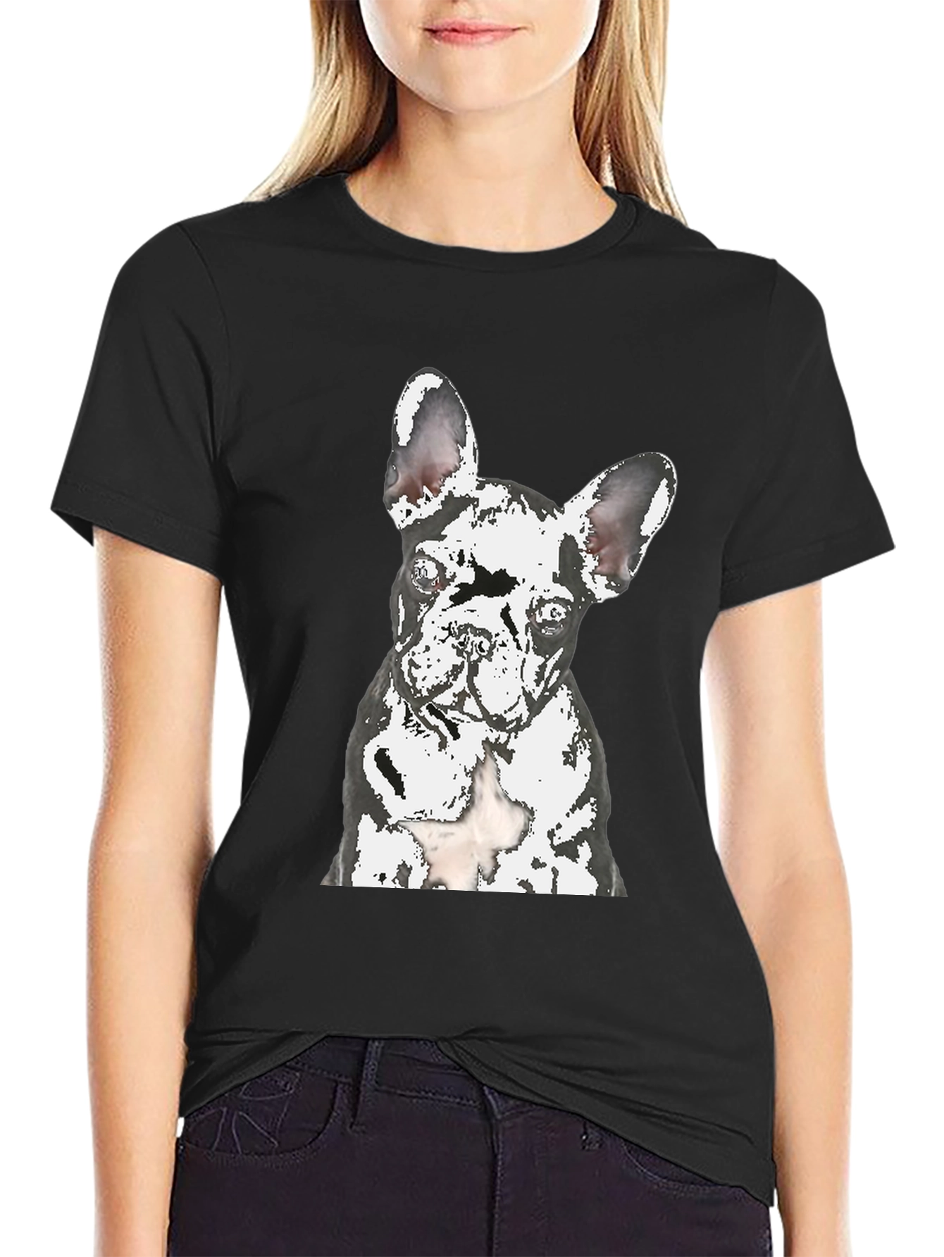 Black Dog Graphic T-Shirt - Modern Crew Neck Tee view 2