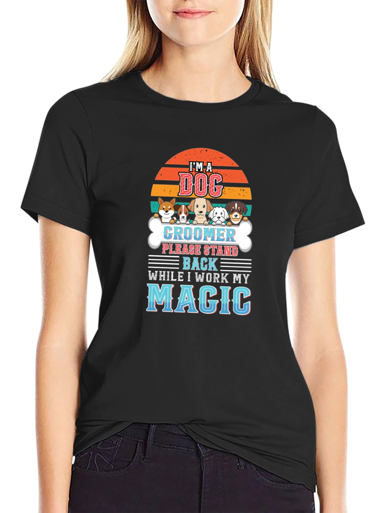 Black Dog Groomer Magic T-Shirt - Pet Lover Tee view 2