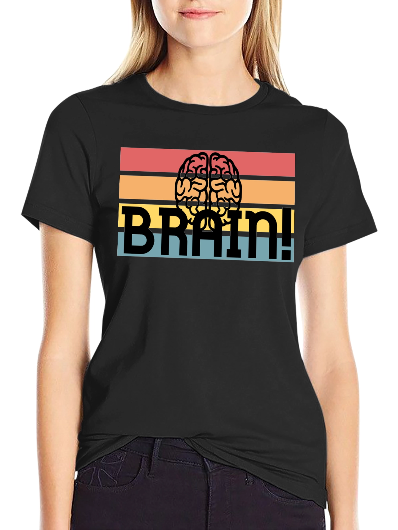 Black Brain! Graphic T-Shirt - Retro Design view 2