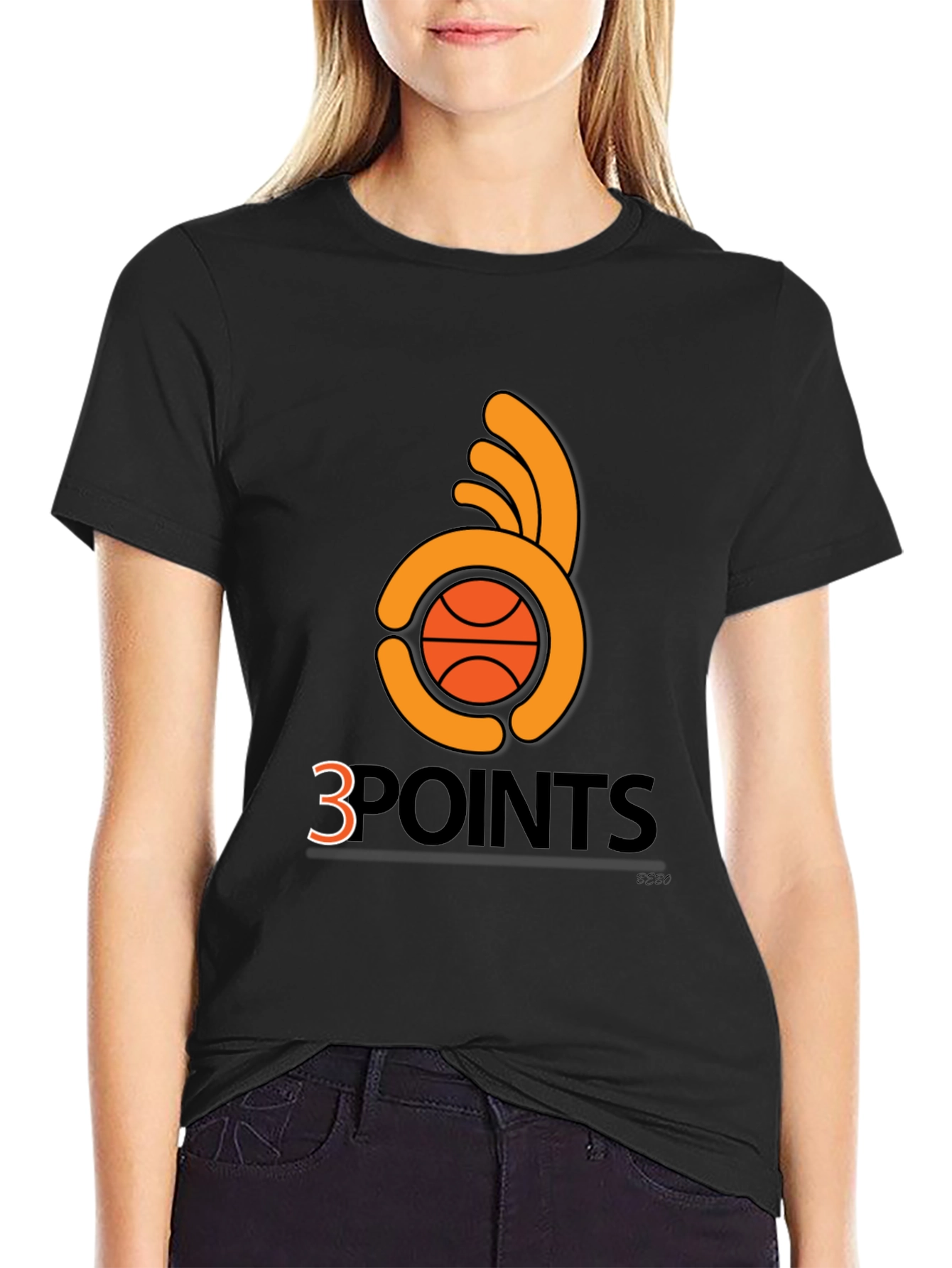 Black 3 Points Basketball T-Shirt - Graphic Tee view 2