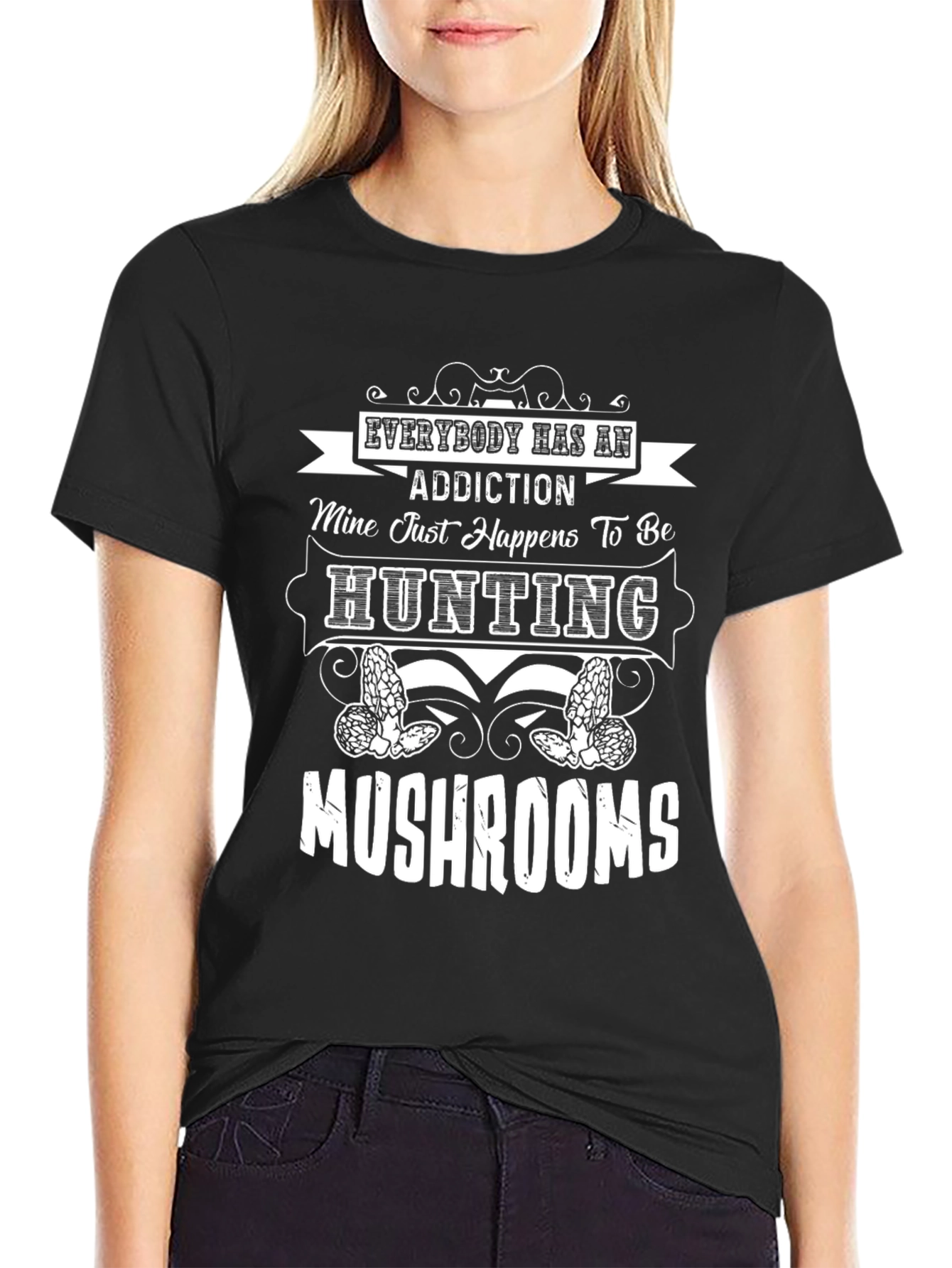 Black Hunting Mushrooms T-Shirt view 2
