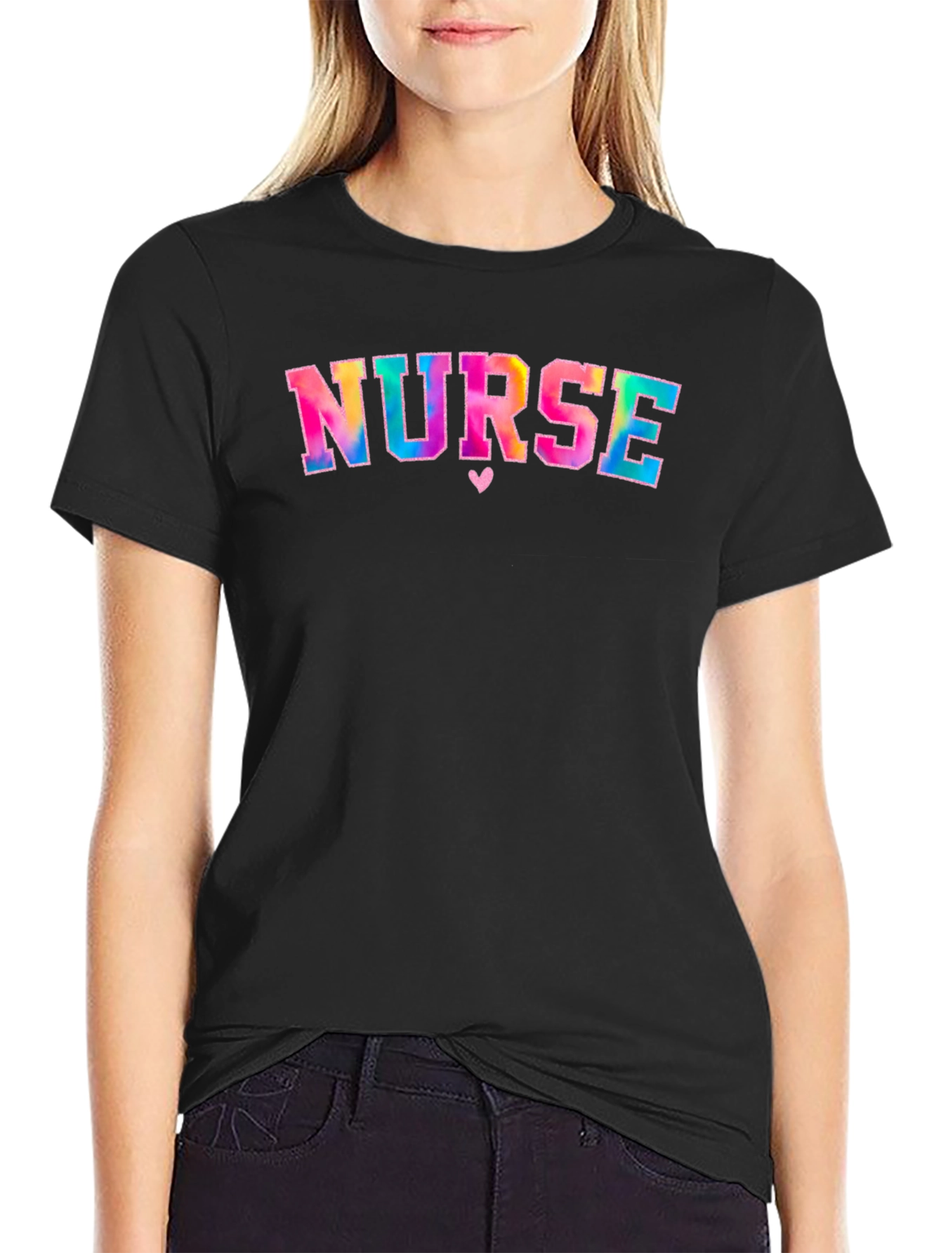 Black Nurse Colorful Tie Dye Graphic T-Shirt view 2