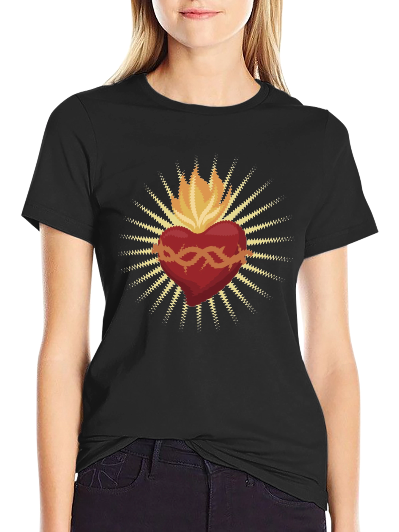 Black Sacred Heart Graphic Tee - Mens Black T-Shirt view 2