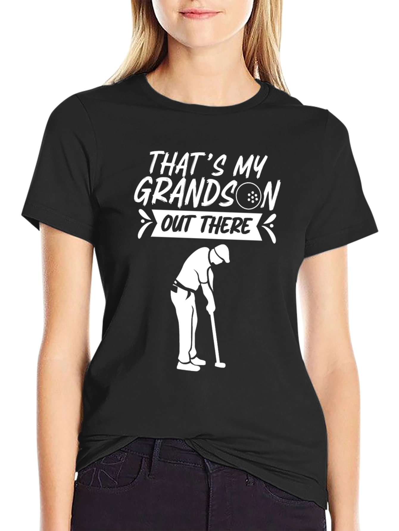 Black That's My Grandson Golf T-Shirt view 2