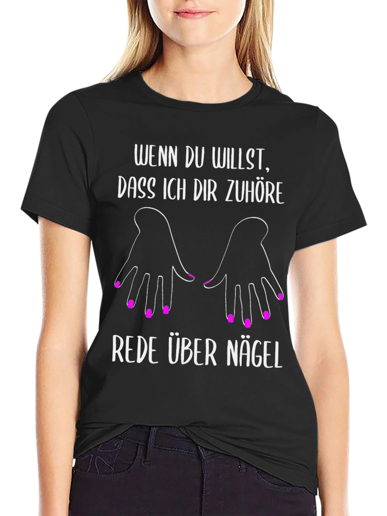 Black Funny German Nail T-Shirt view 2