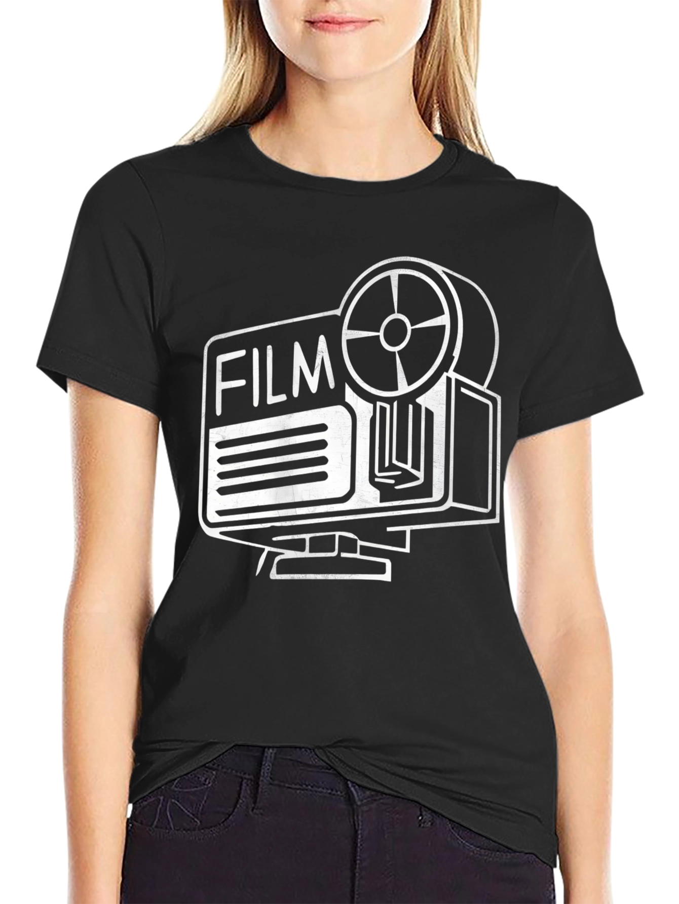Black Classic Film Projector Graphic Tee - Black view 2