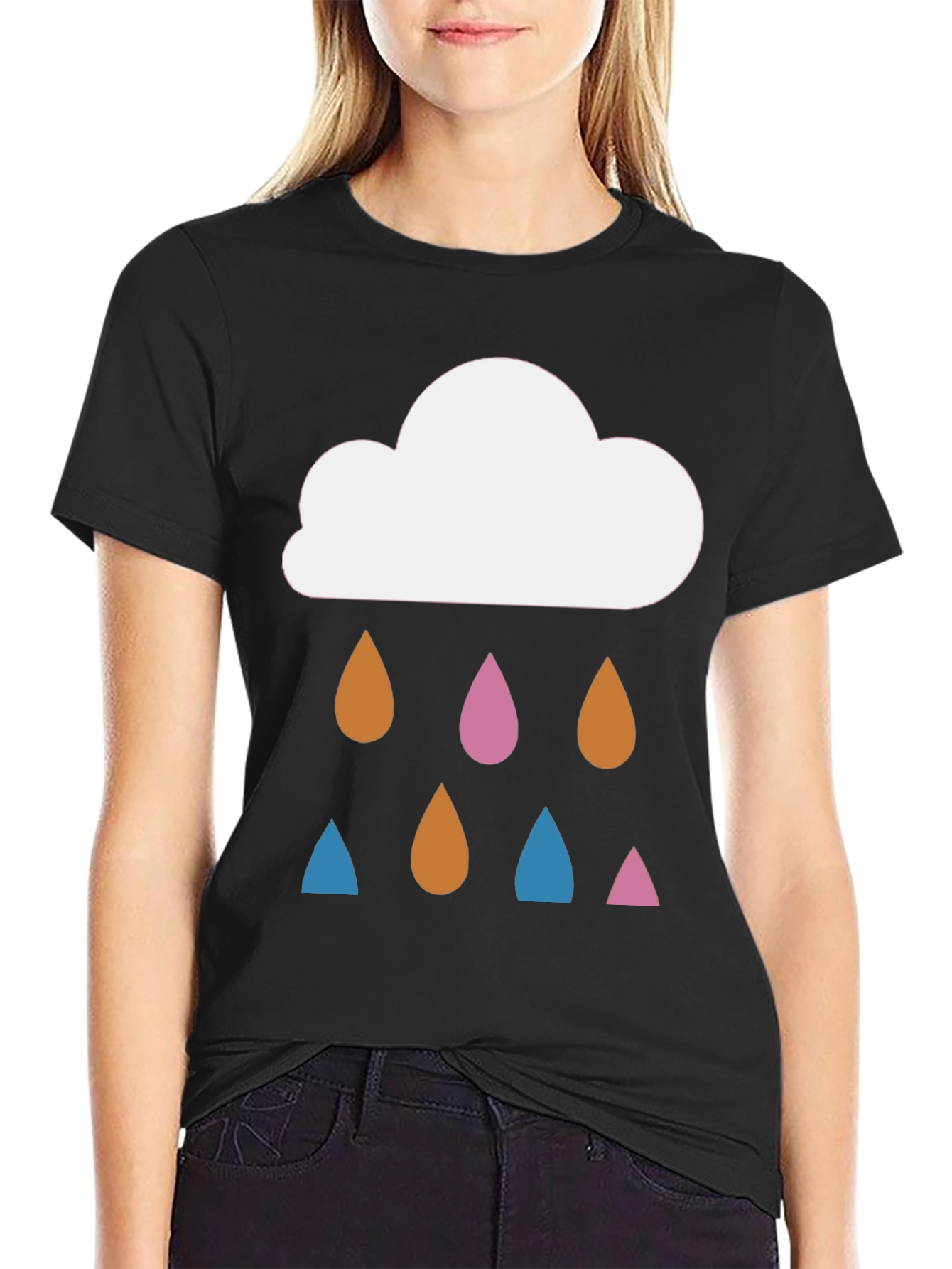 Black Cloud Raindrop T-Shirt: Stylish Graphic Tee view 2