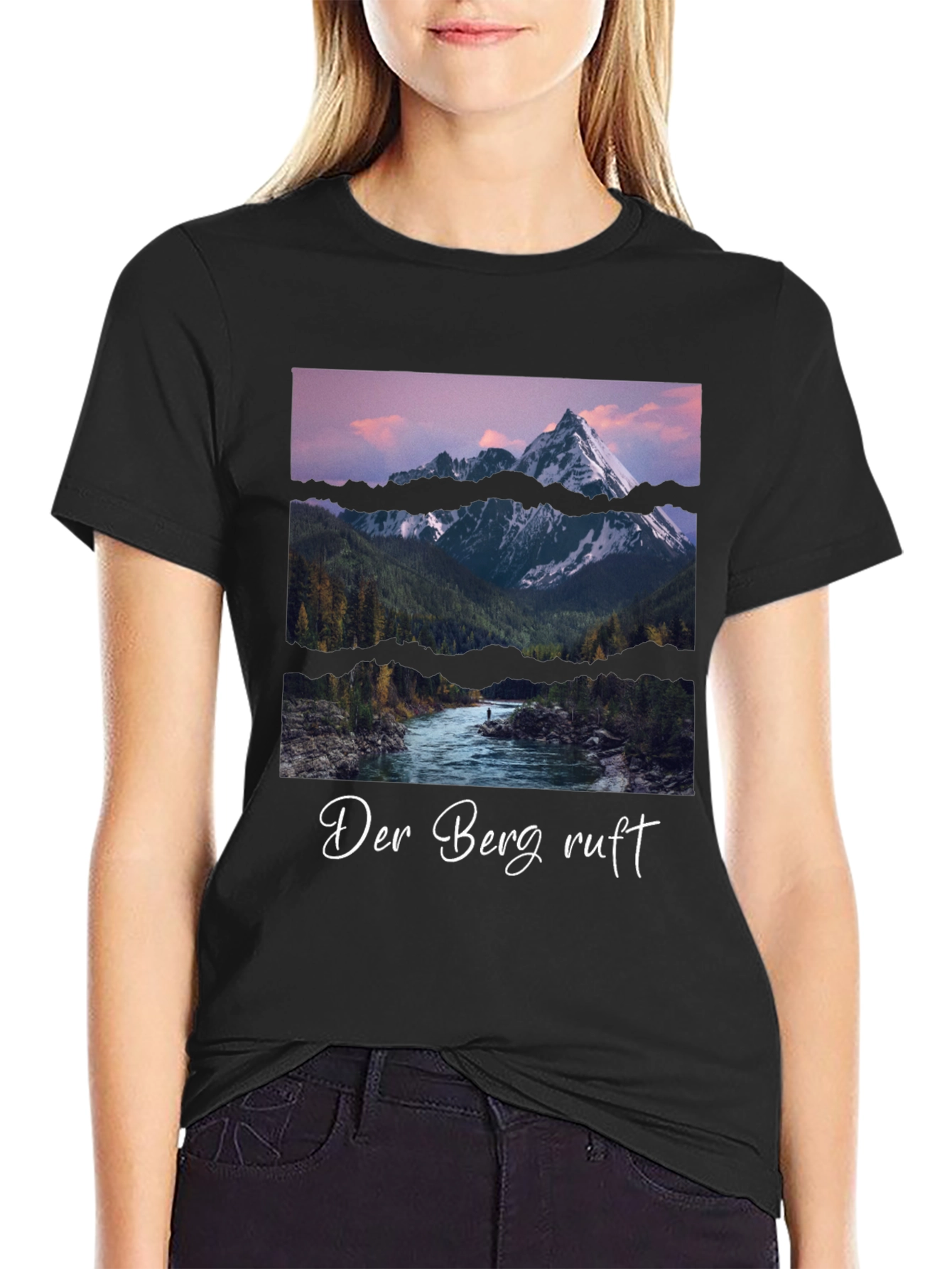 Black Mountain Scene Graphic Tee - Der Berg Ruft Black T-Shirt view 2