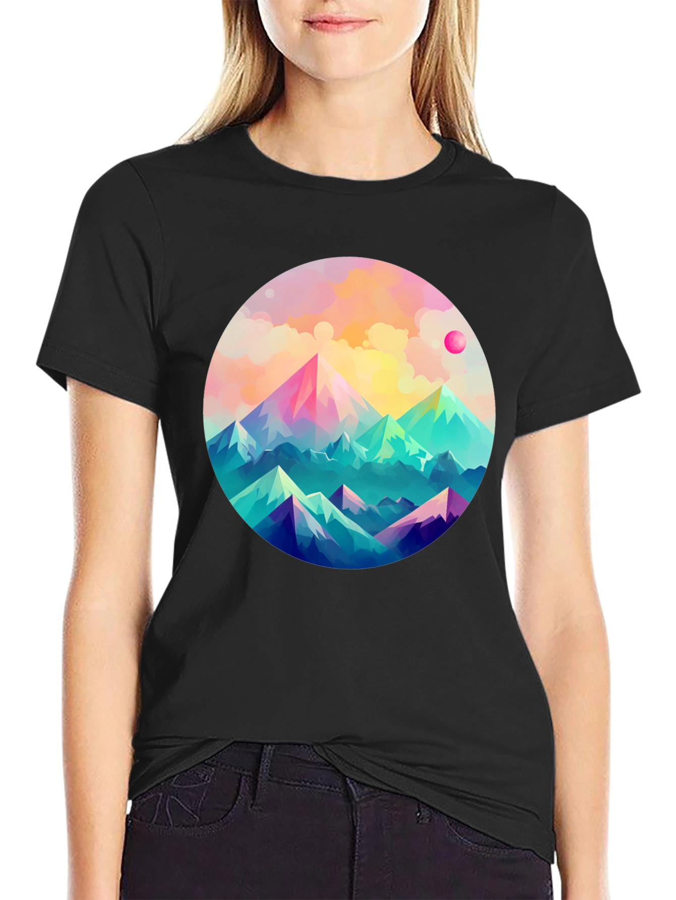 Black Mountainscape Graphic Tee - Artistic Comfort view 2