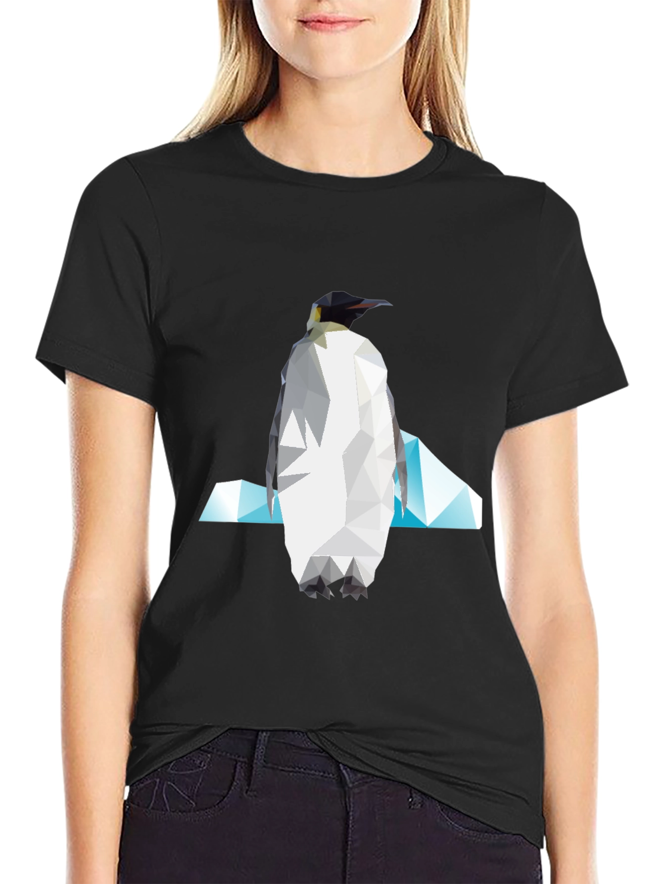 Black Geometric Penguin Graphic Tee view 2