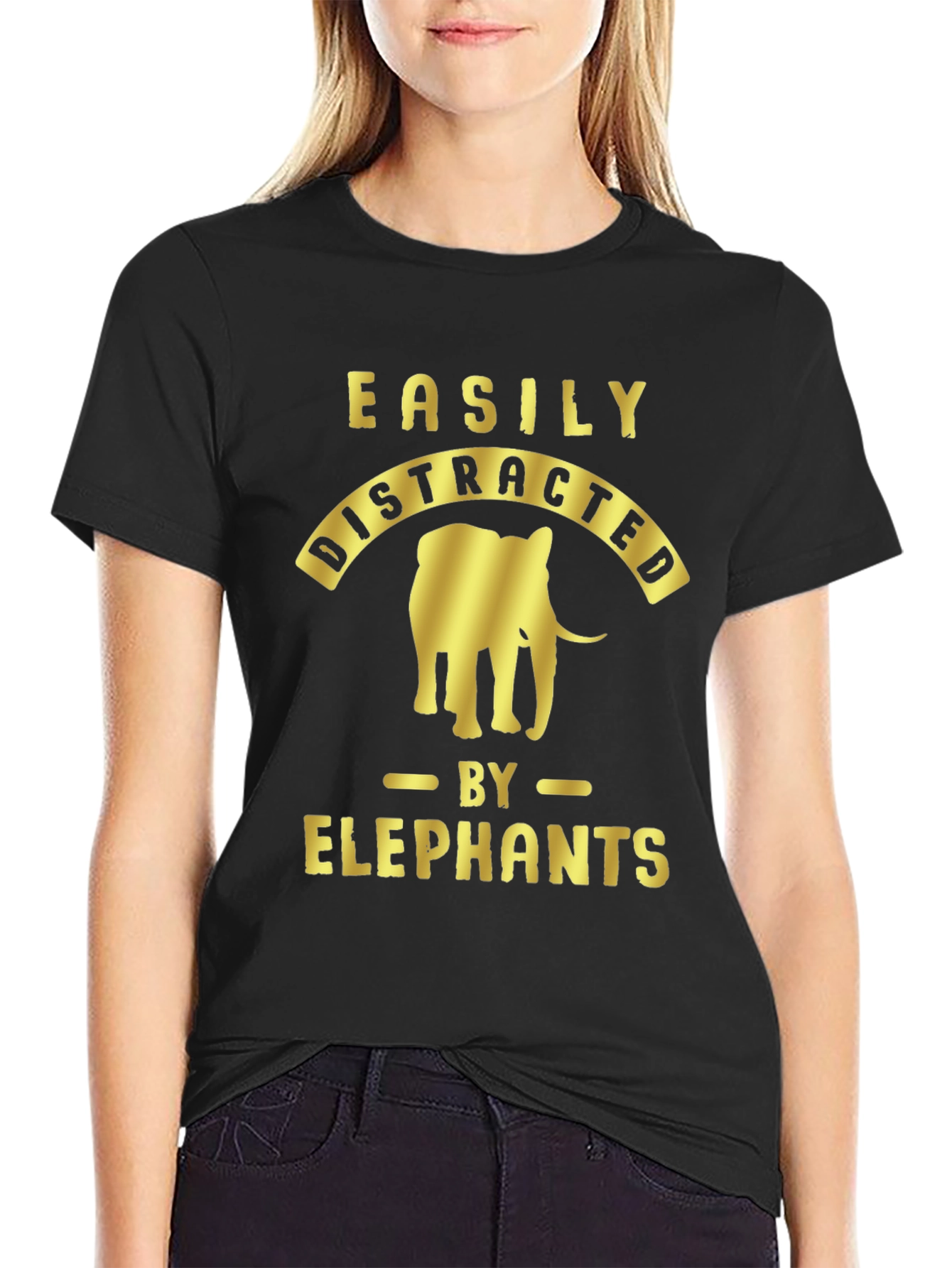 Black Easily Distracted By Elephants Graphic Tee view 2
