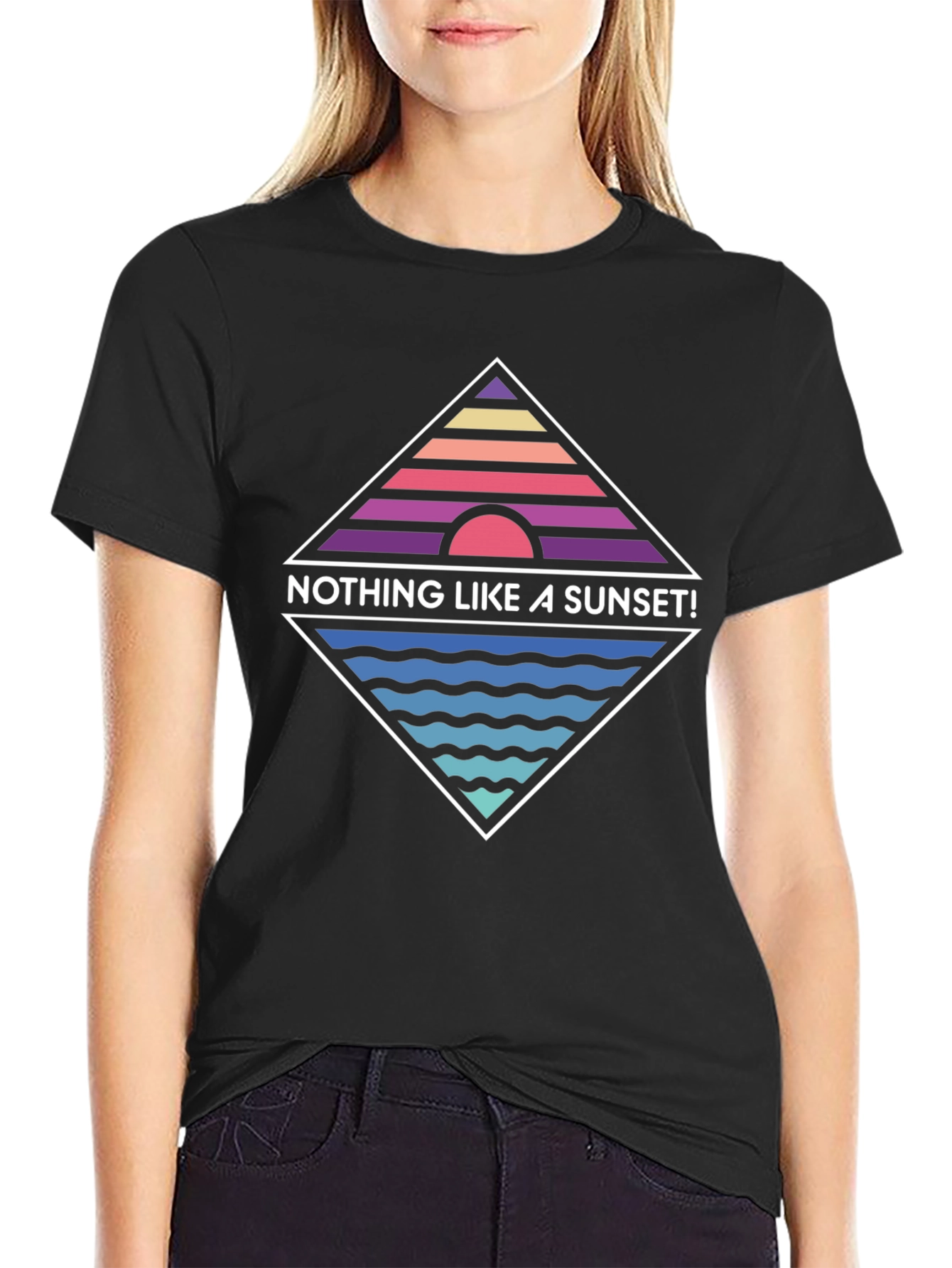 Black Retro Sunset Graphic T-Shirt - "Nothing Like A Sunset!" view 2