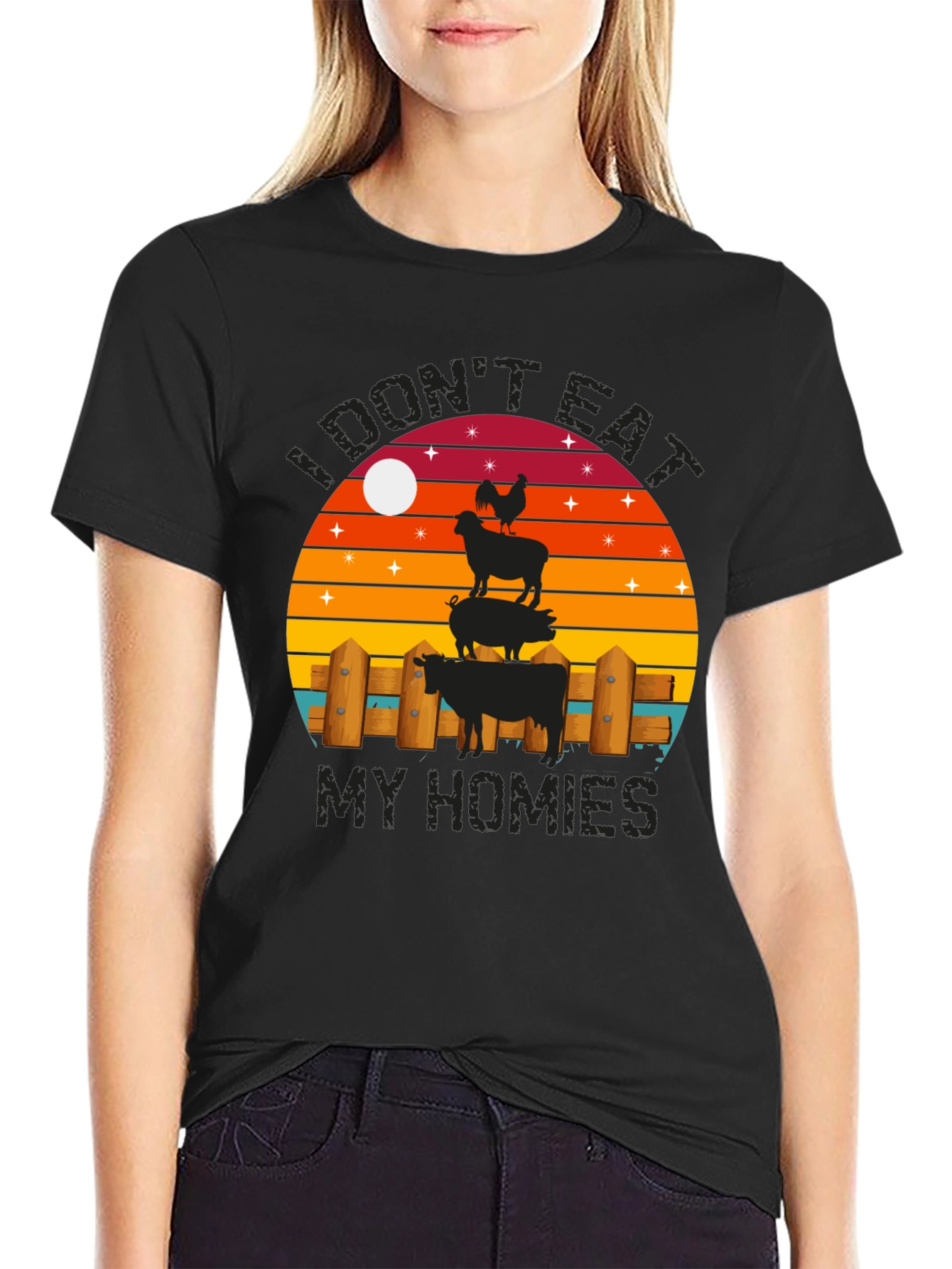 Black I Don't Eat My Homies Graphic T-Shirt view 2