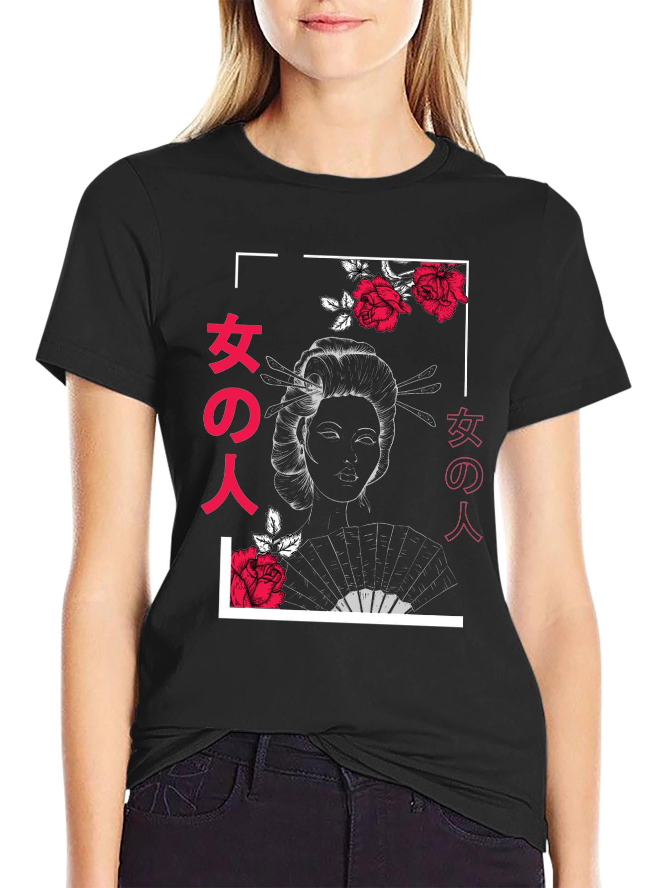 Geisha Rose Graphic Print T-Shirt - 2