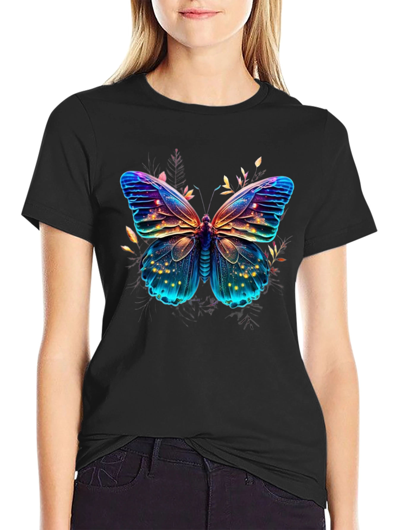 Black Butterfly Graphic Print Men's T-Shirt view 2