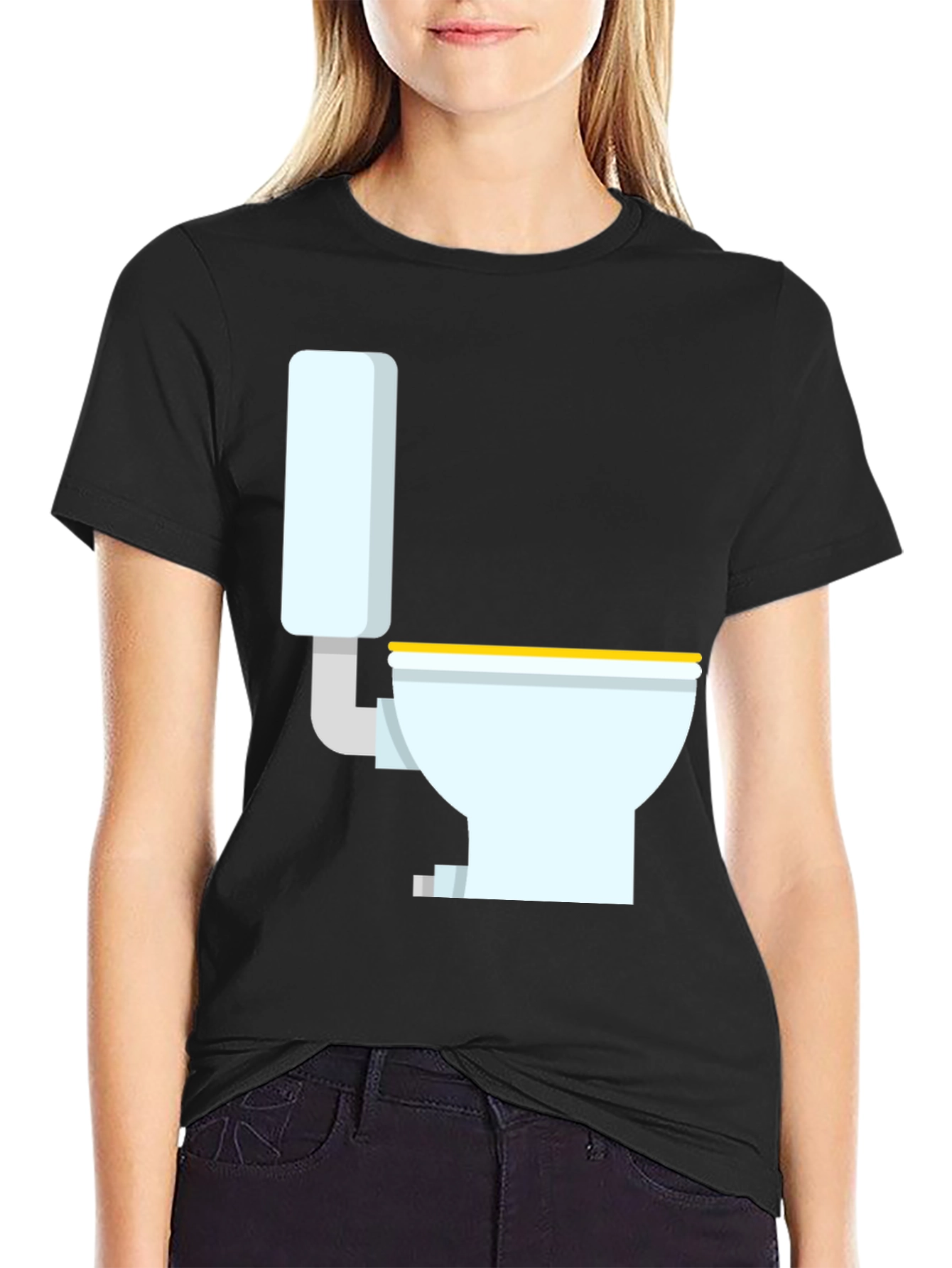 Black Novelty Toilet Graphic T-Shirt - Black view 2