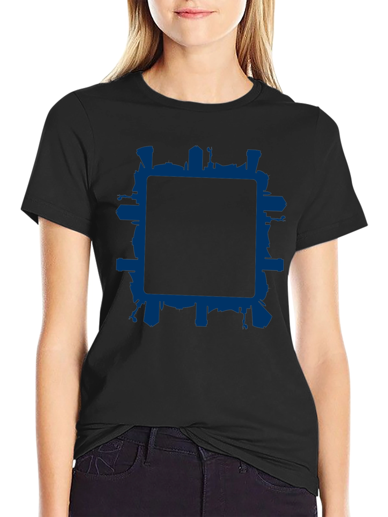Black Modern Cityscape Graphic Tee view 2