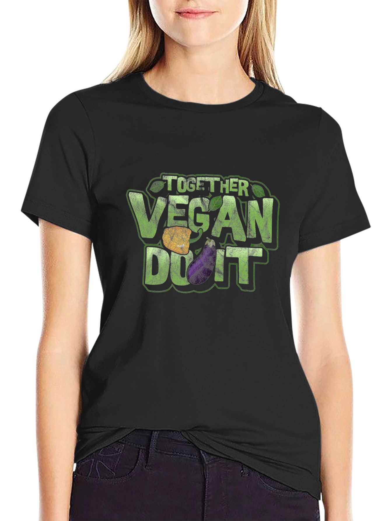 Black Vegan Do It T-Shirt - Black, Graphic Tee view 2