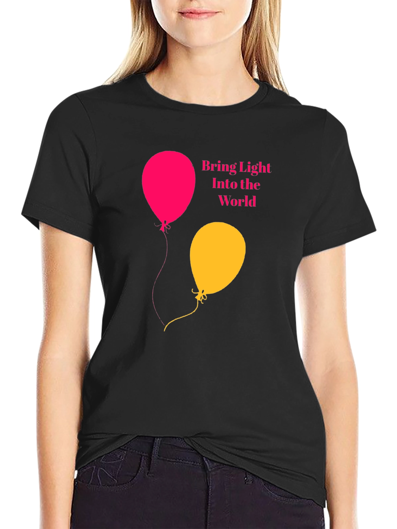 Black Bring Light Balloons Graphic Tee view 2