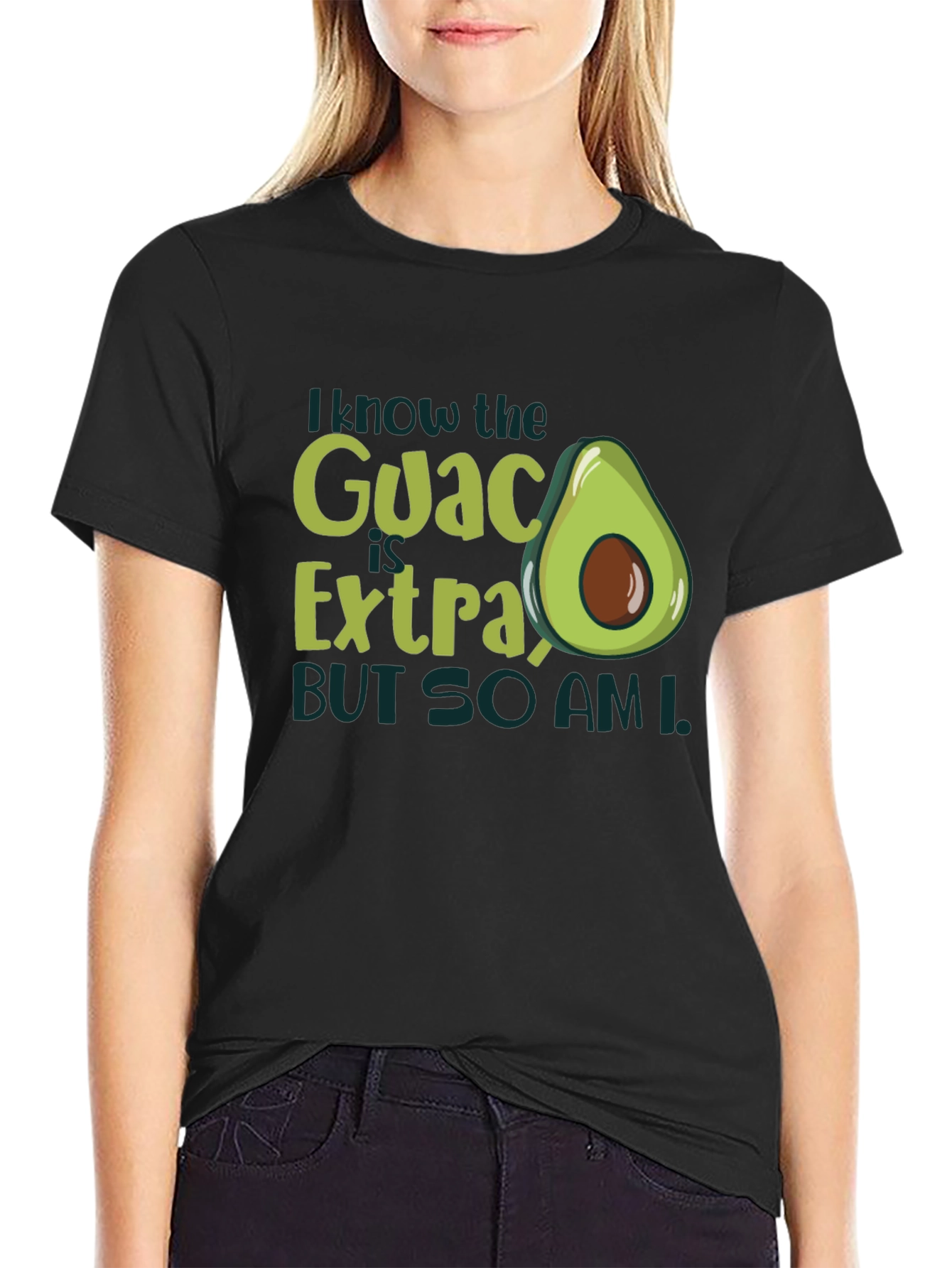 Black I Know The Guac Is Extra Avocado T-Shirt view 2