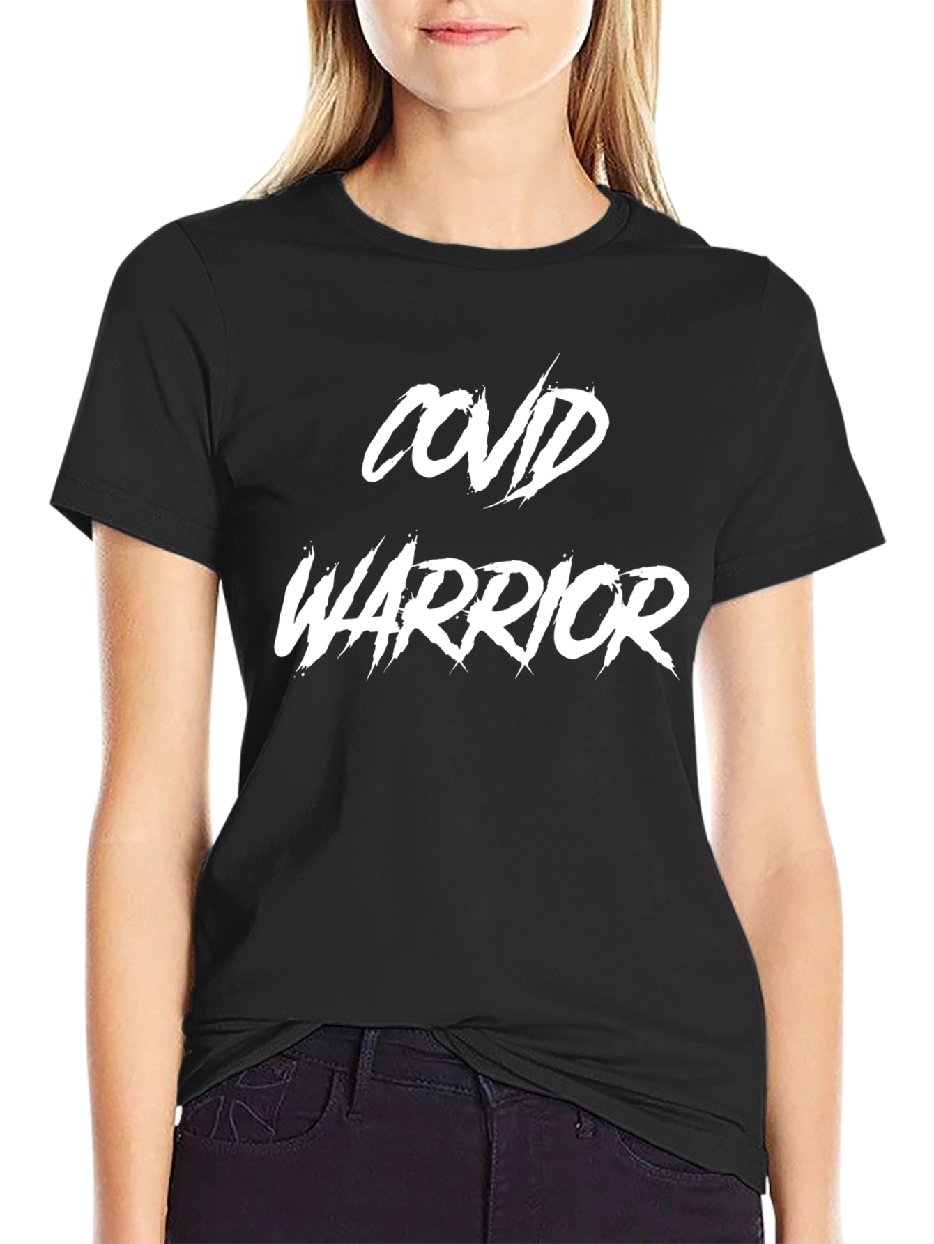 Black COVID Warrior Black T-Shirt view 2