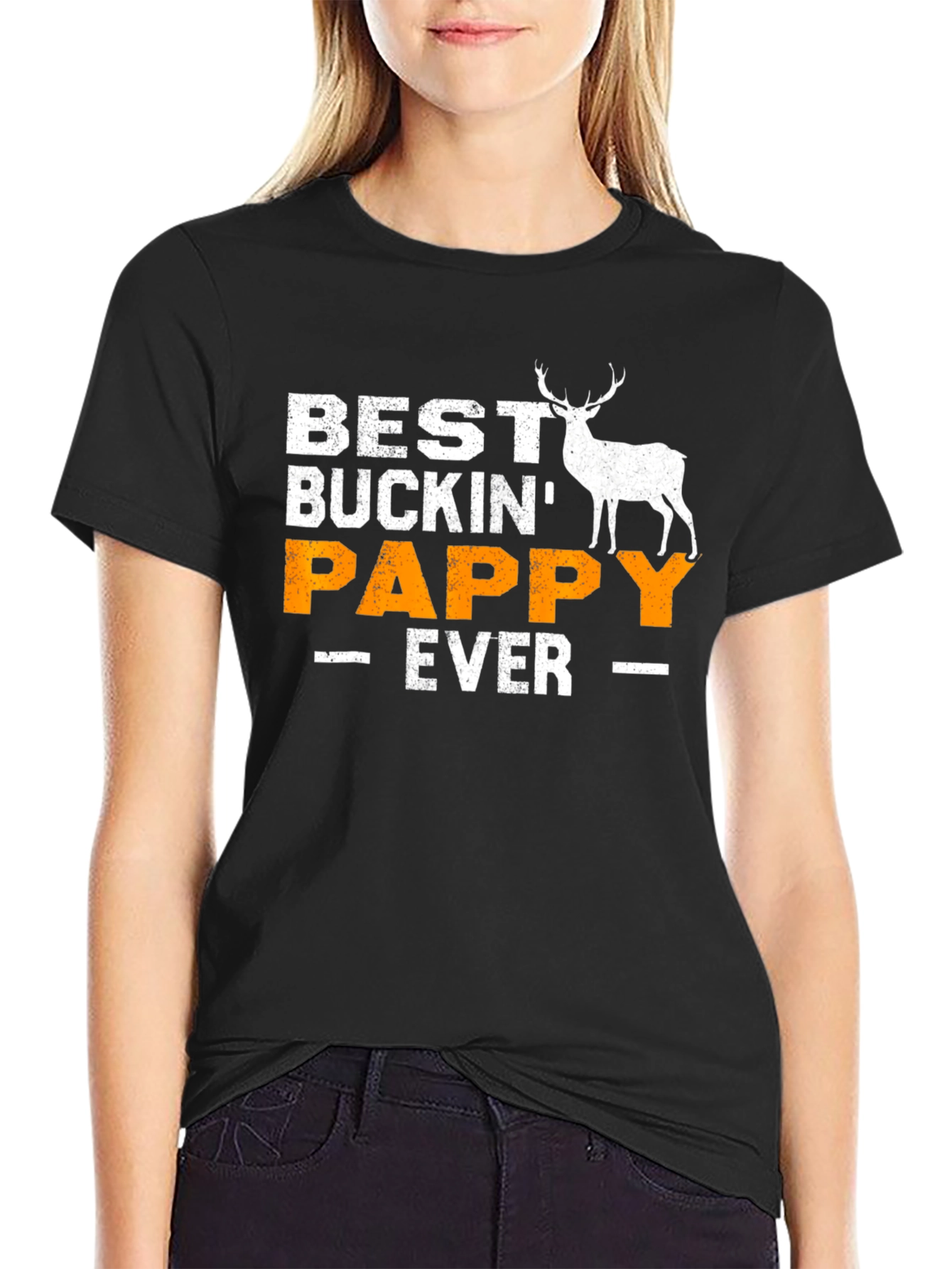 Black Best Buckin' Pappy Ever T-Shirt view 2