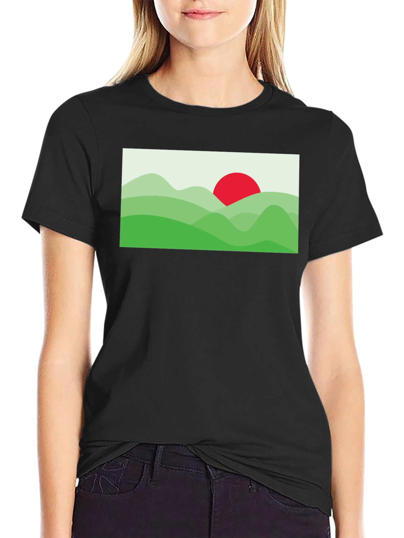 Black Nature Graphic Tee - Modern Landscape Design view 2