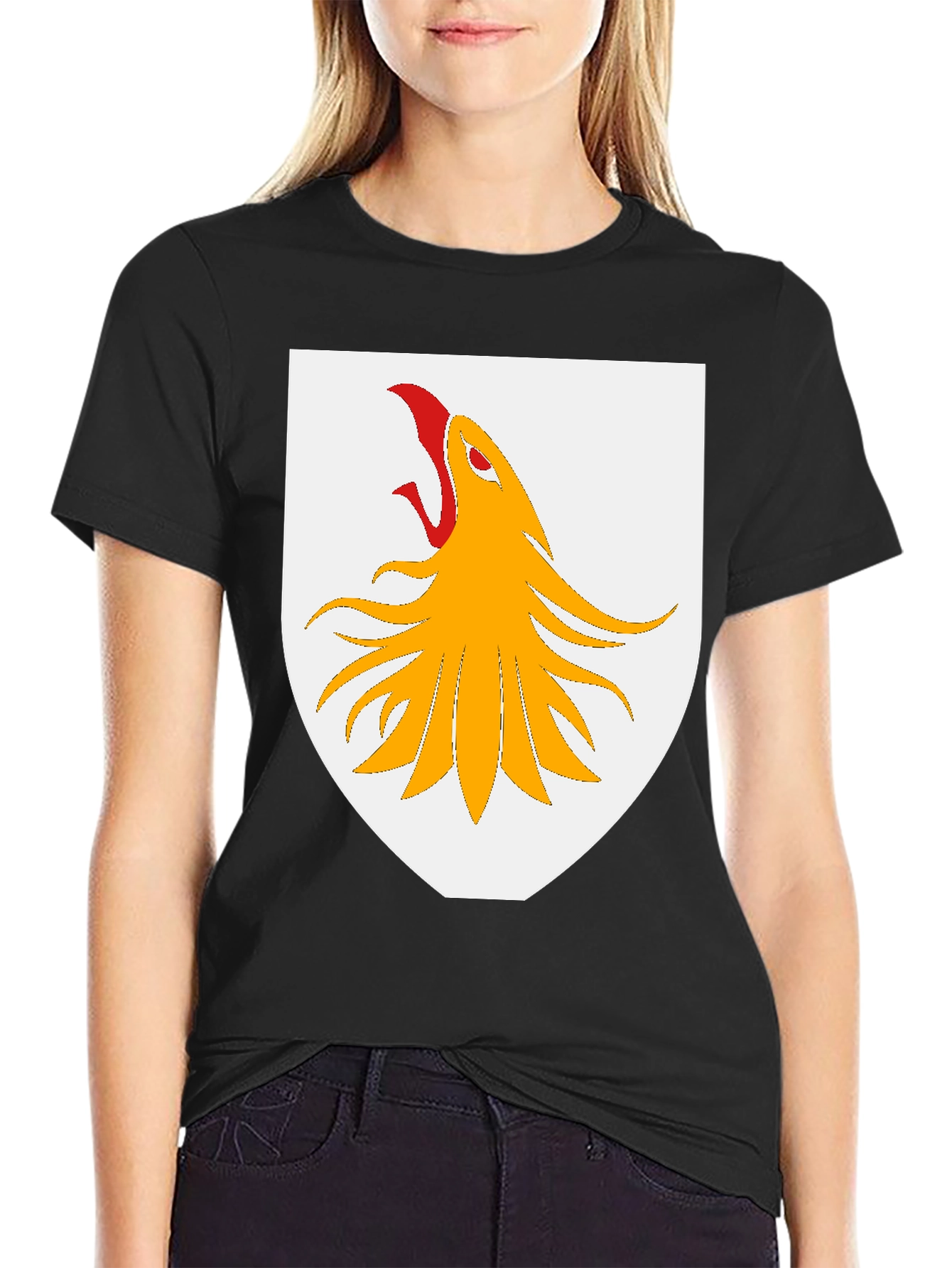 Black Griffin Shield Graphic T-Shirt - Black Cotton Tee view 2