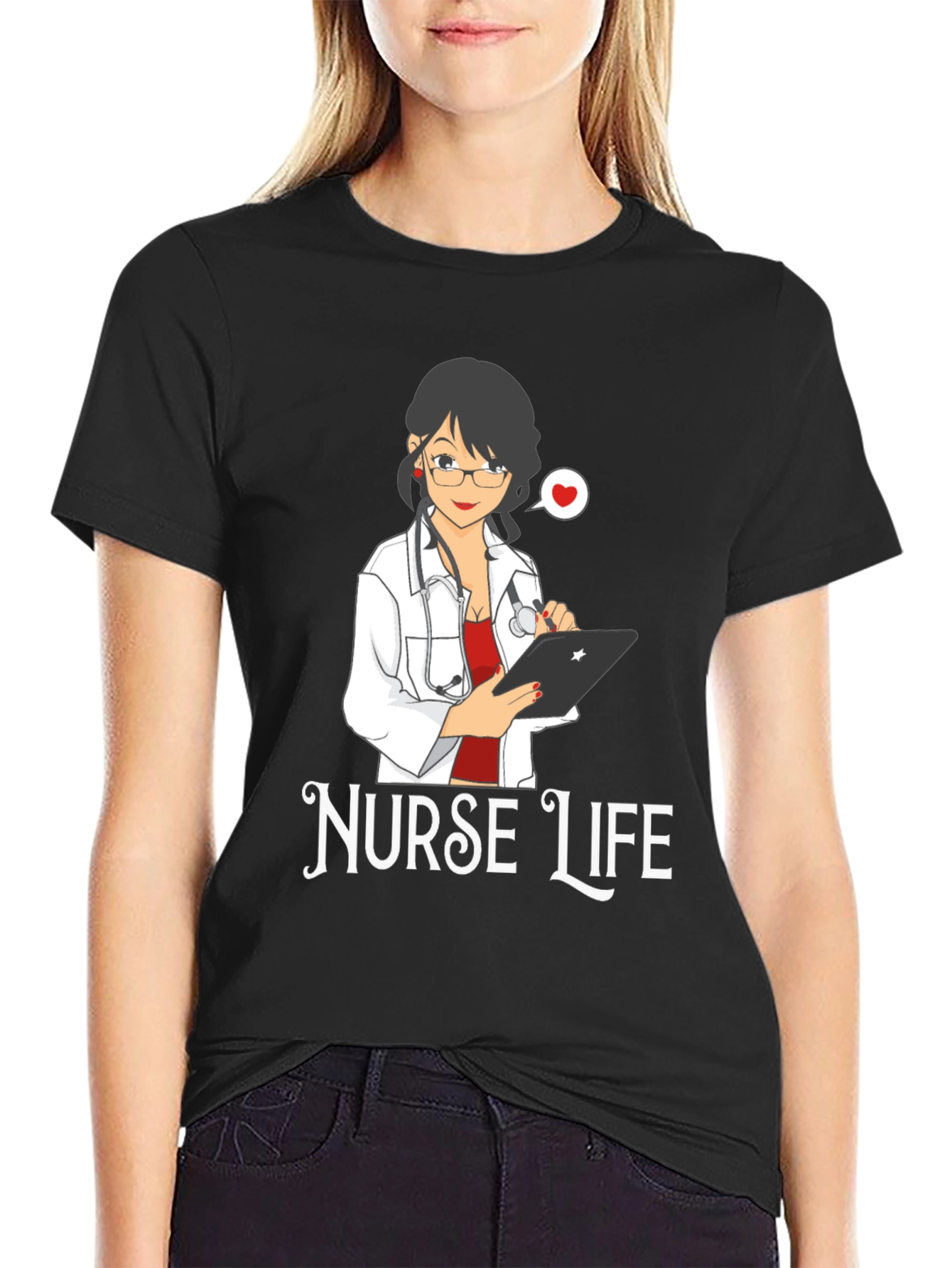 Black Nurse Life Graphic Tee - Black Cotton Comfort view 2