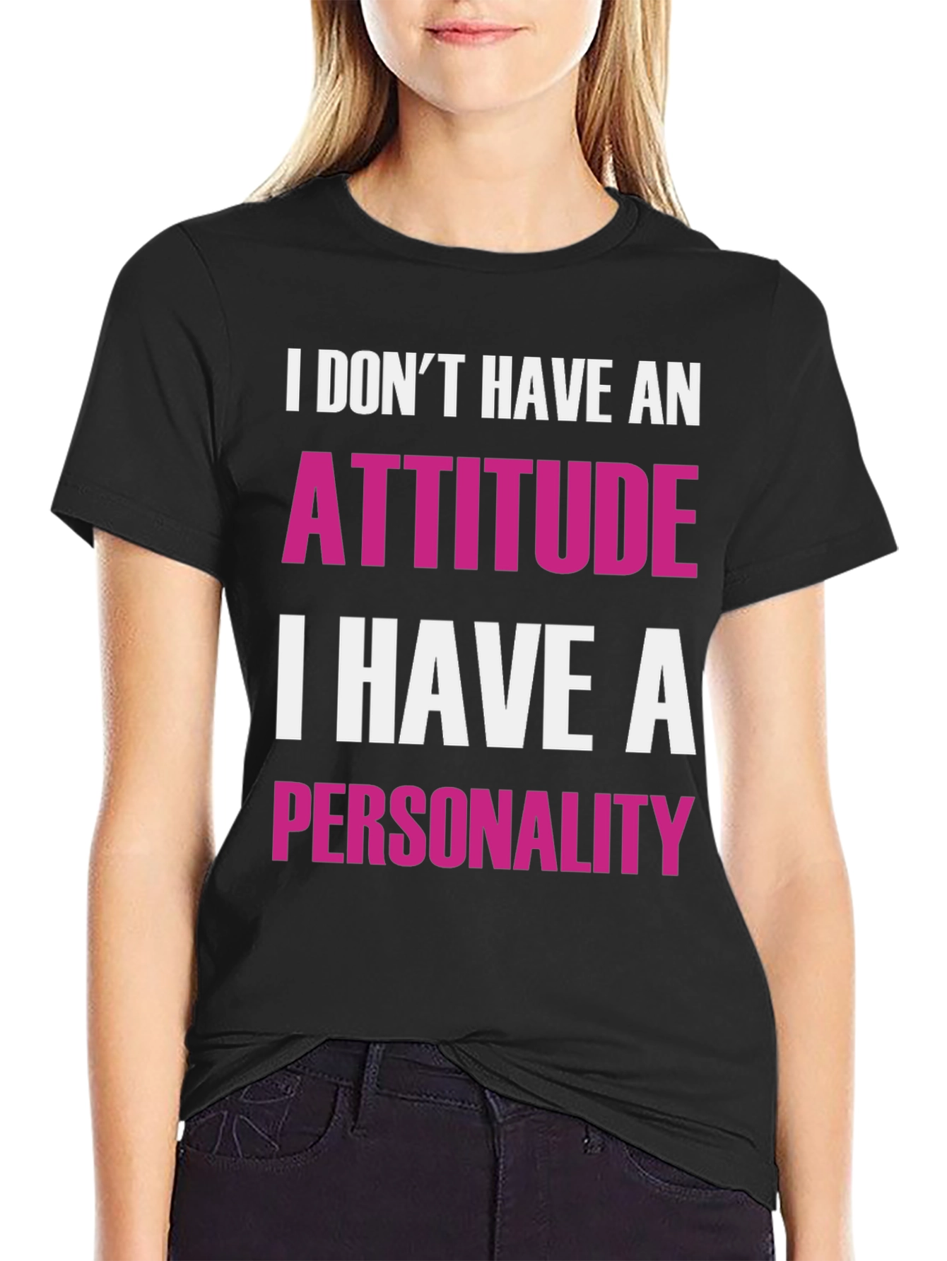 Black Funny Attitude Personality Graphic T-Shirt view 2