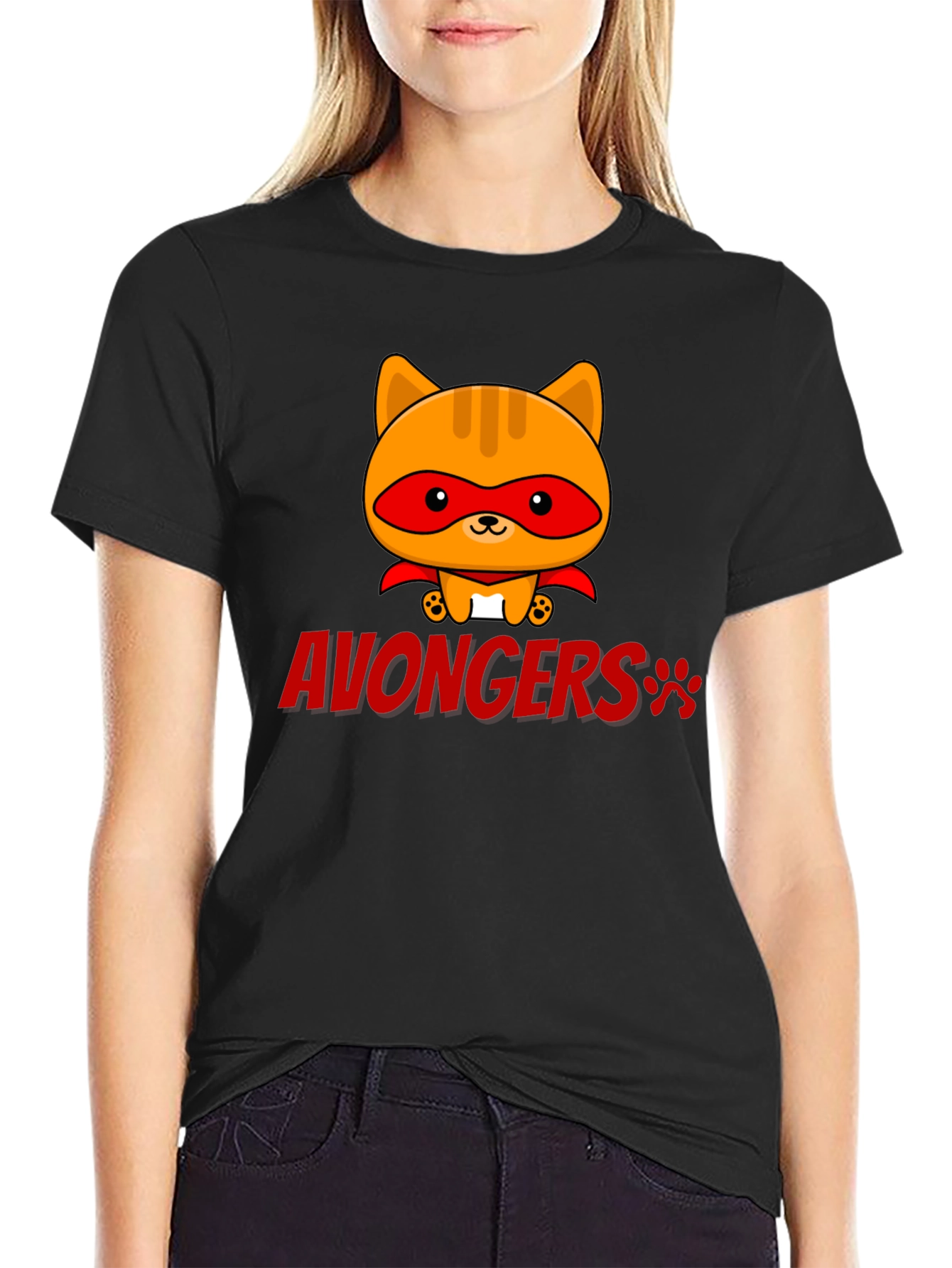 Black Avongers Cat Superhero T-Shirt  view 2