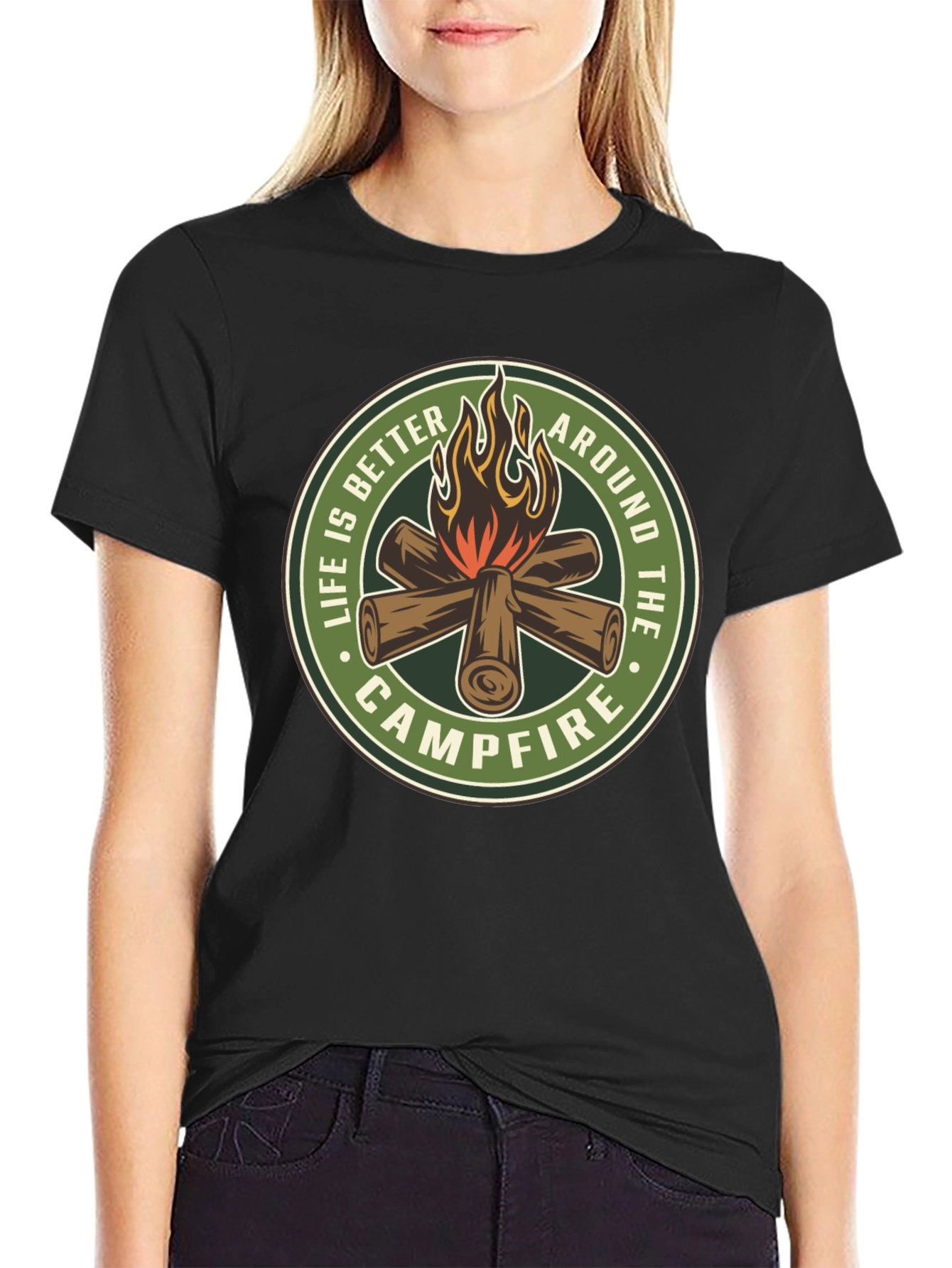 Black Campfire Graphic T-Shirt - Life Is Better Around The Campfire view 2