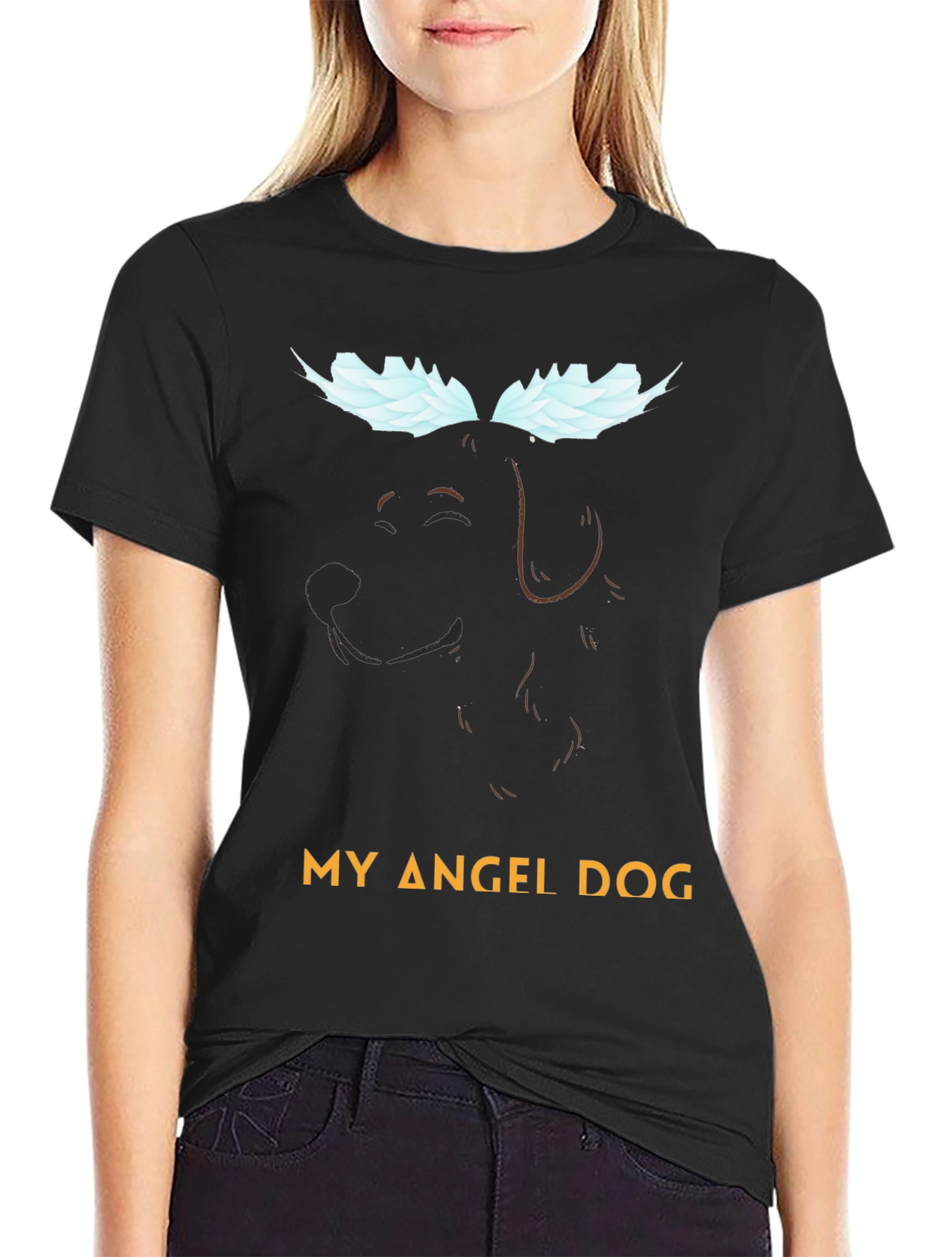 Black My Angel Dog T-Shirt - Pet Memorial Tee view 2