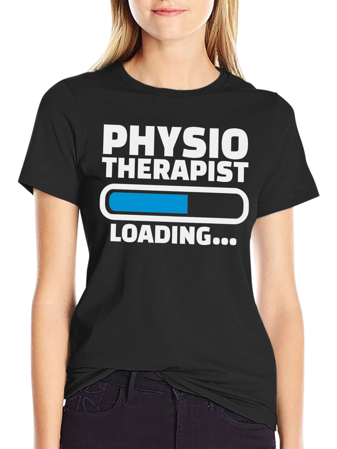 Black Physio Therapist Loading Graphic T-Shirt view 2