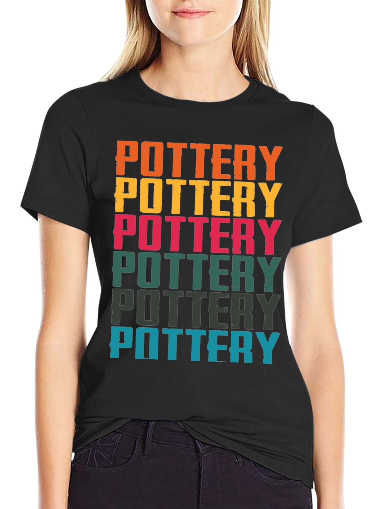 Black Retro Pottery T-Shirt | Colorful Potter Tee view 2