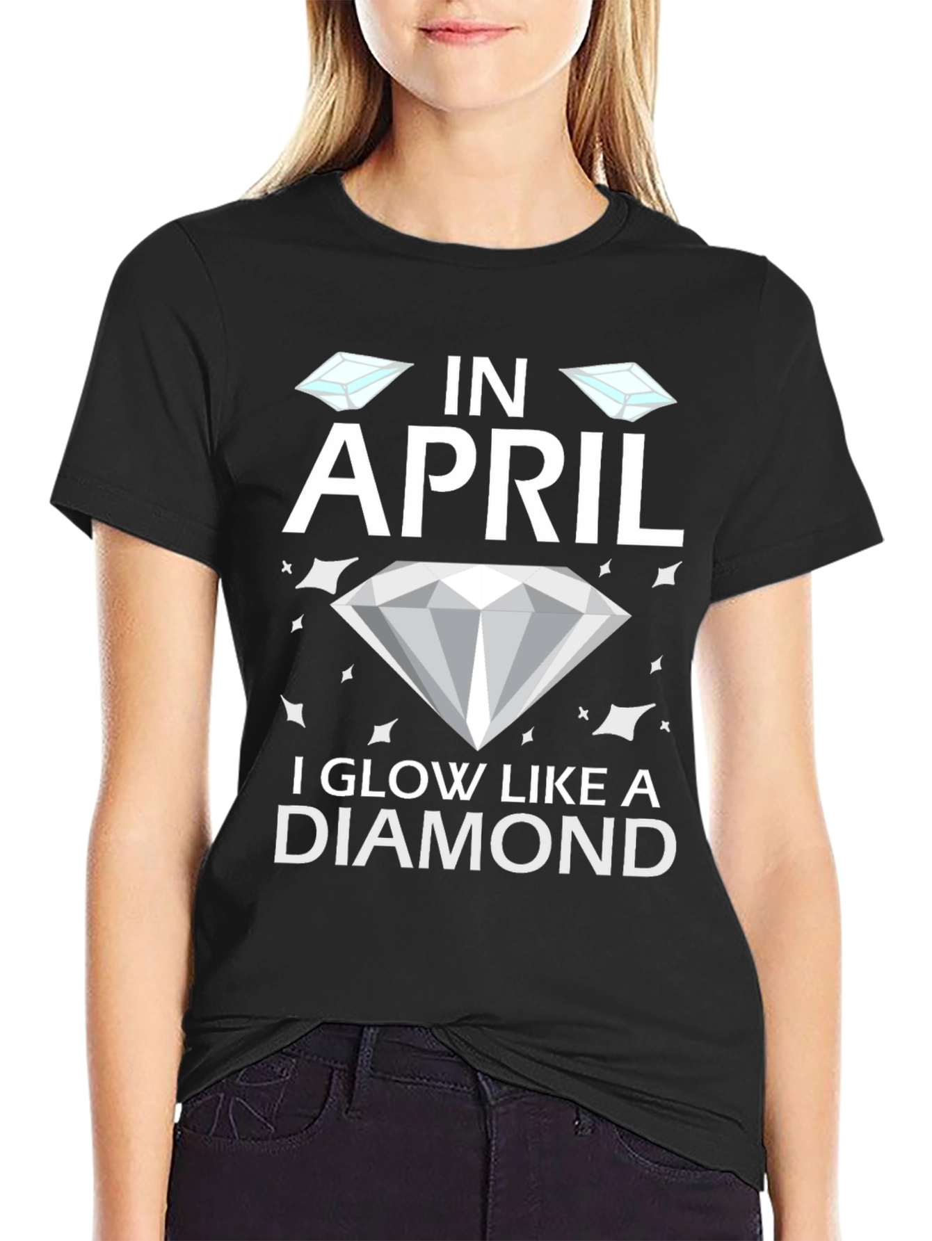 Black In April I Glow Like A Diamond T-Shirt view 2
