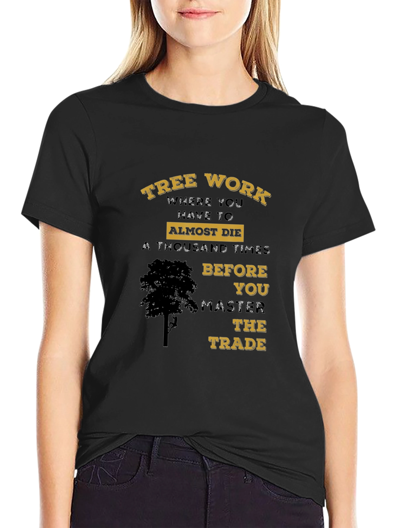 Black Tree Work Graphic T-Shirt view 2