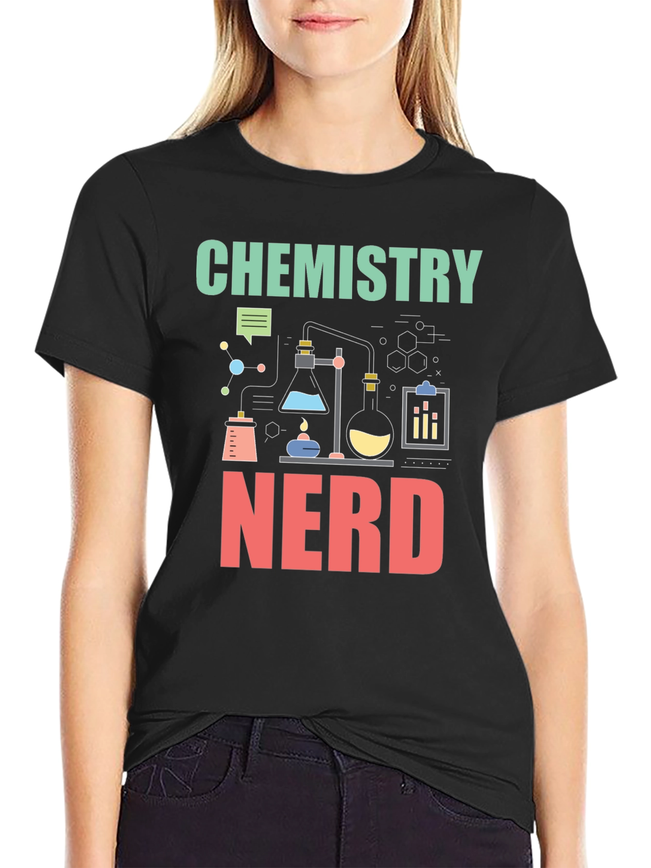 Black Chemistry Nerd Graphic Tee view 2