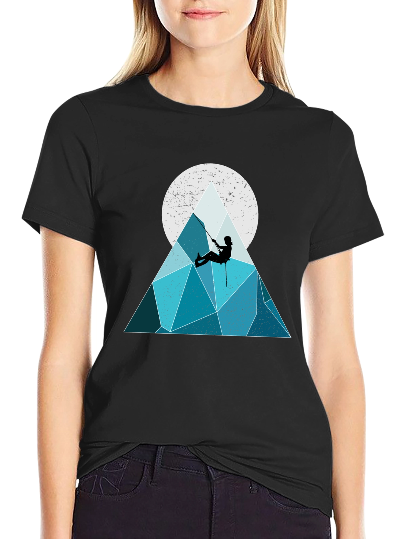 Black Geometric Mountain Climber Graphic Tee view 2