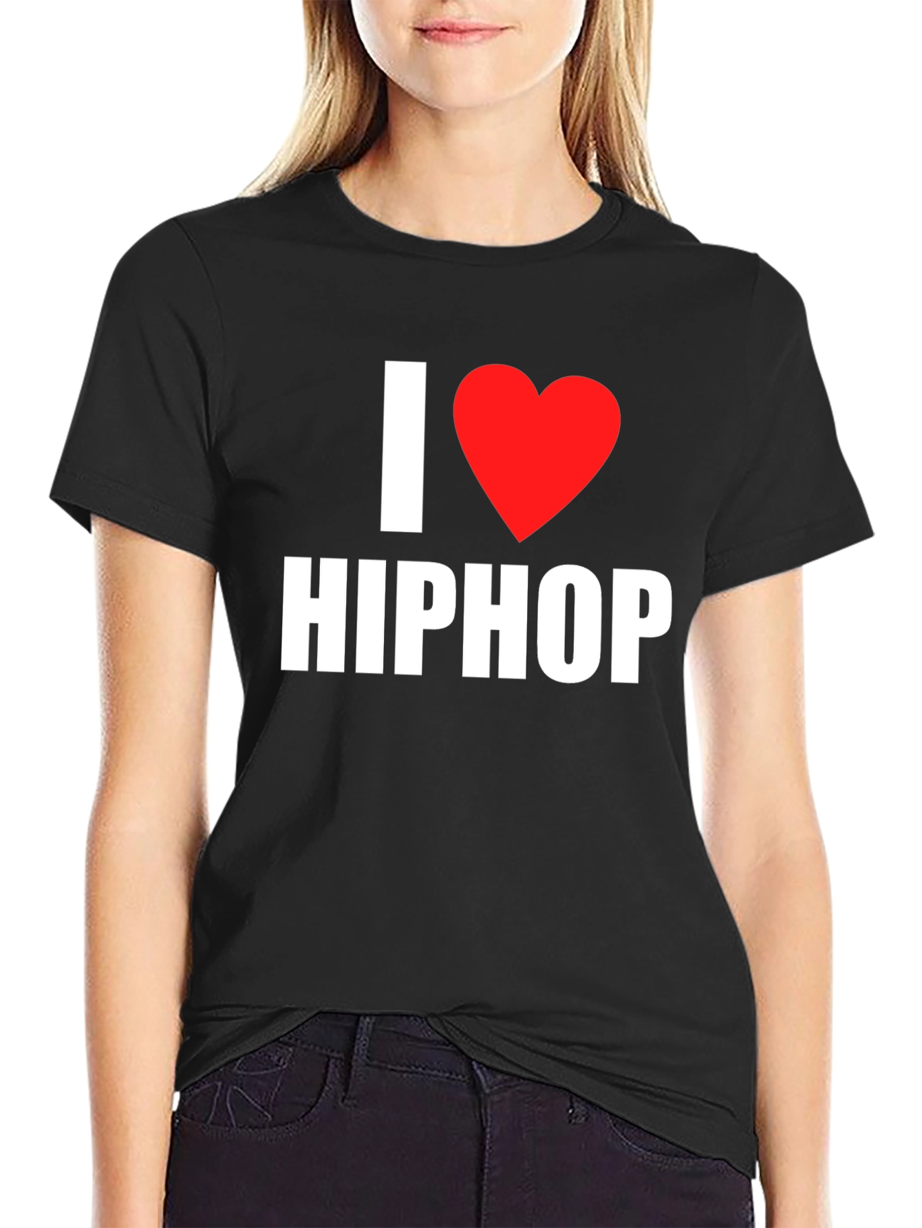 Black I Heart Hip Hop Graphic Black T-Shirt view 2
