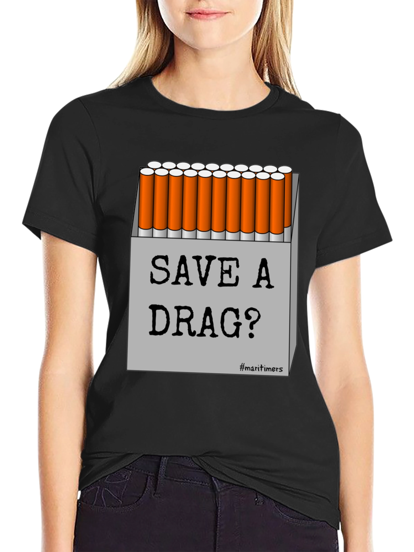 Black Save A Drag Graphic T-Shirt - Novelty Humor Tee view 2