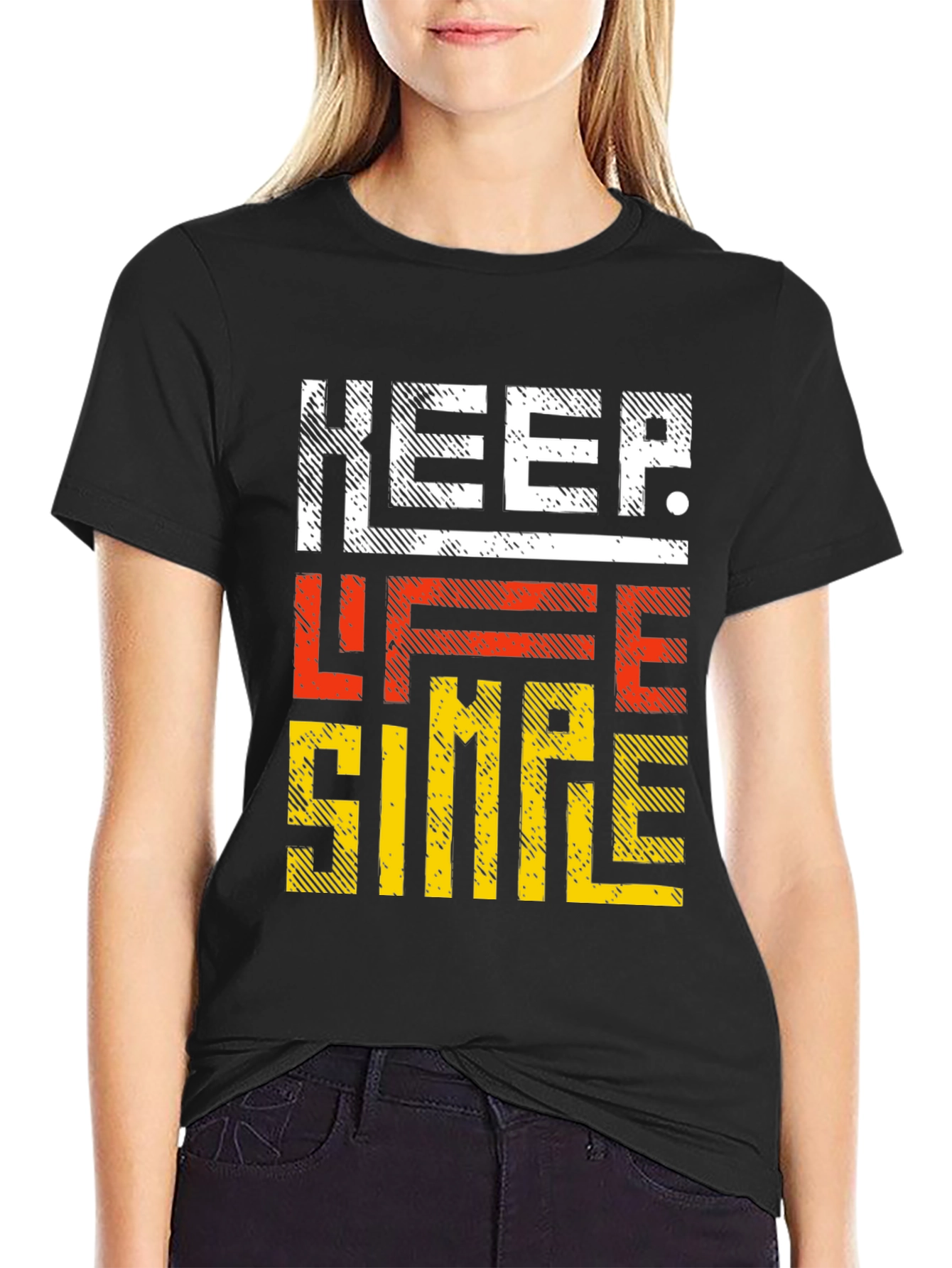Black Keep Life Simple Graphic Tee view 2