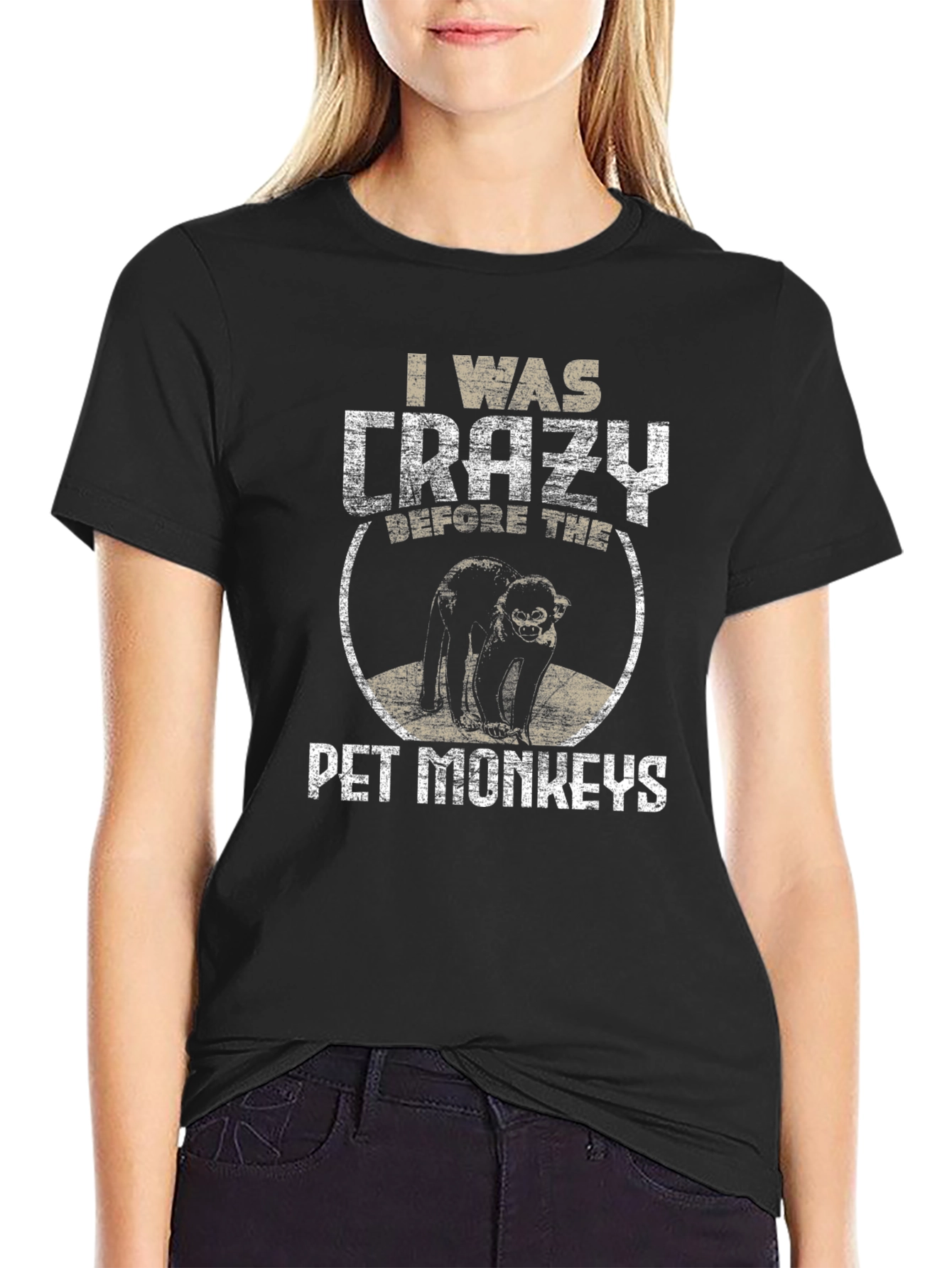 Black Crazy Before Pet Monkeys Graphic Tee view 2