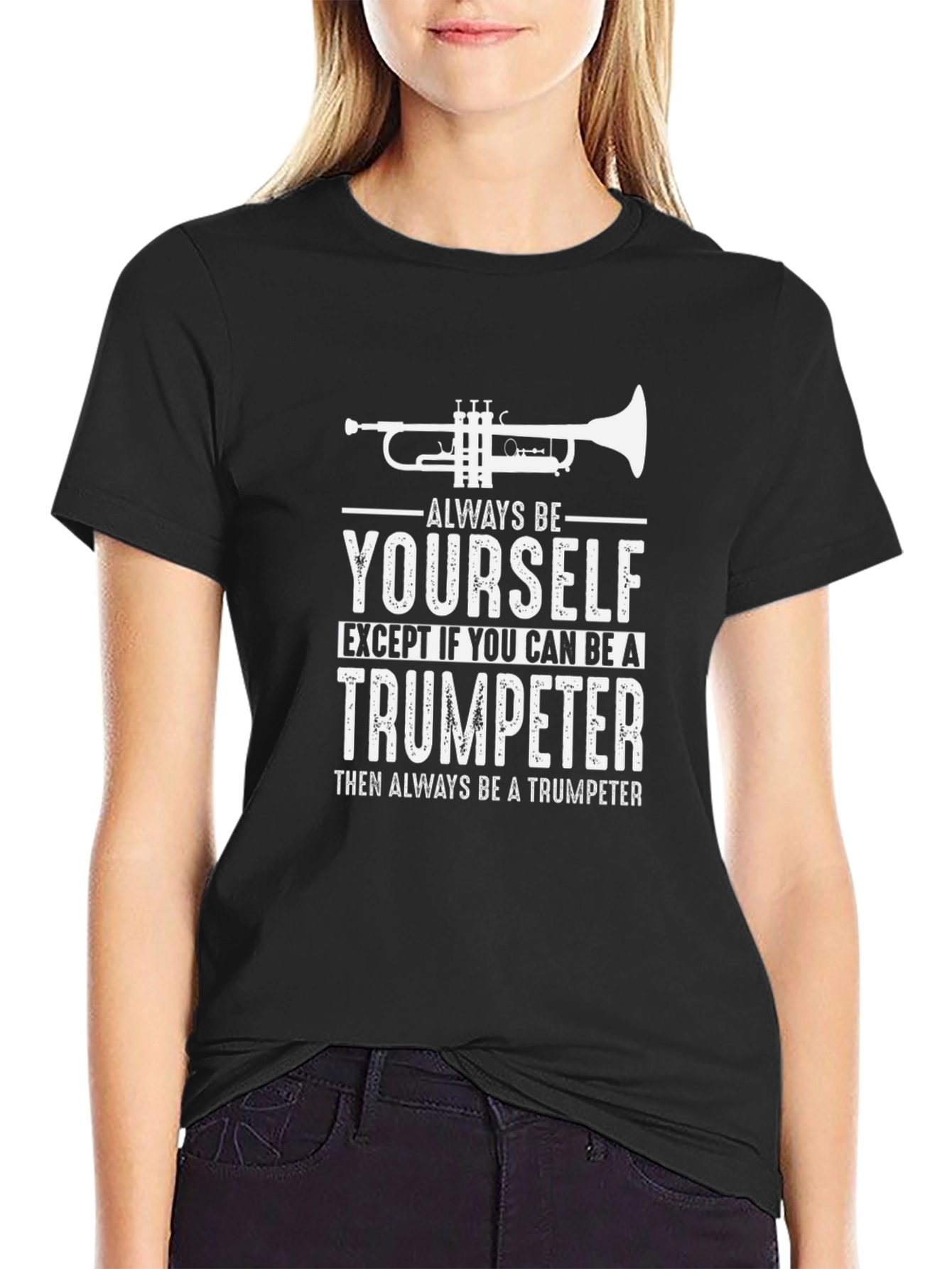 Black Trumpeter T-Shirt: Always Be Yourself - Funny Musician Tee view 2