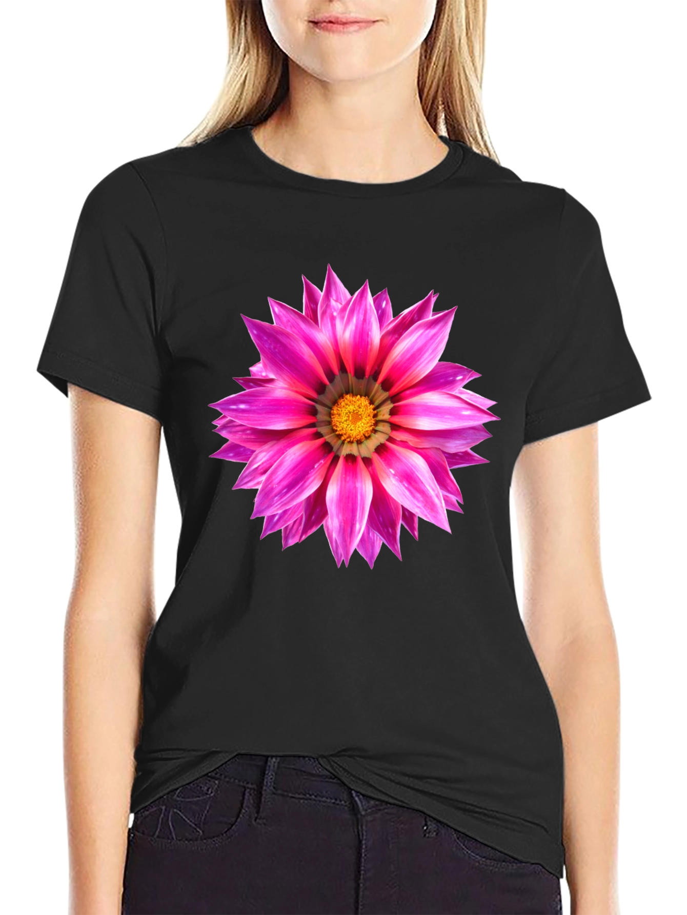 Pink Flower Graphic Tee - Mens Casual Shirt - 2